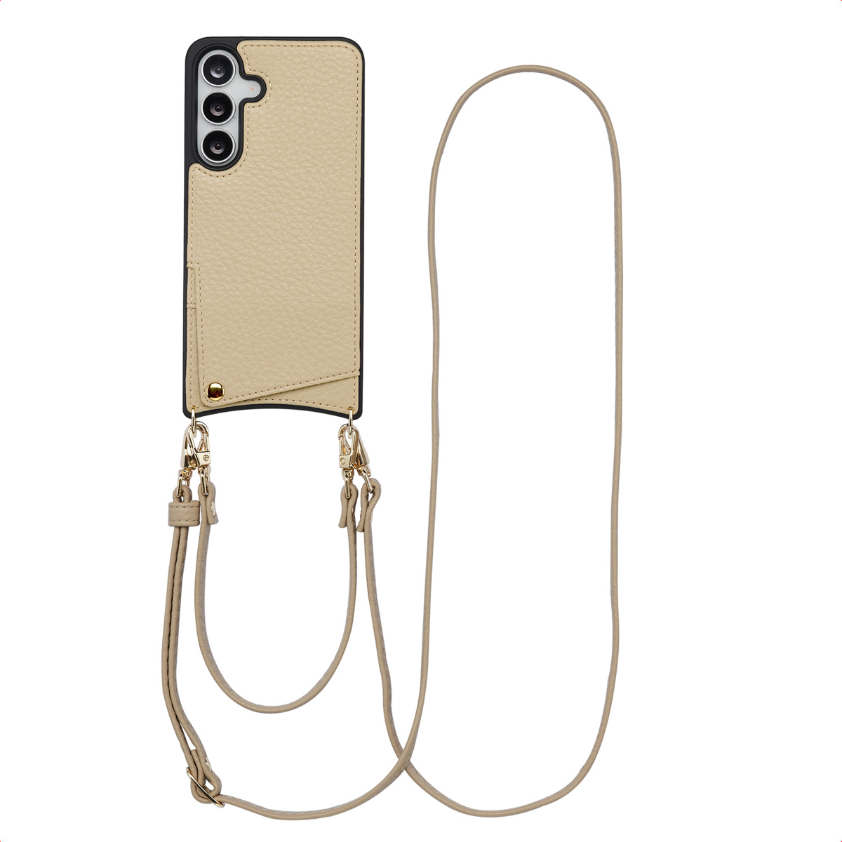 Selencia Nova HandyHülle mit Kordel und Kartenhalter für das Samsung Galaxy S25 FE - Beige