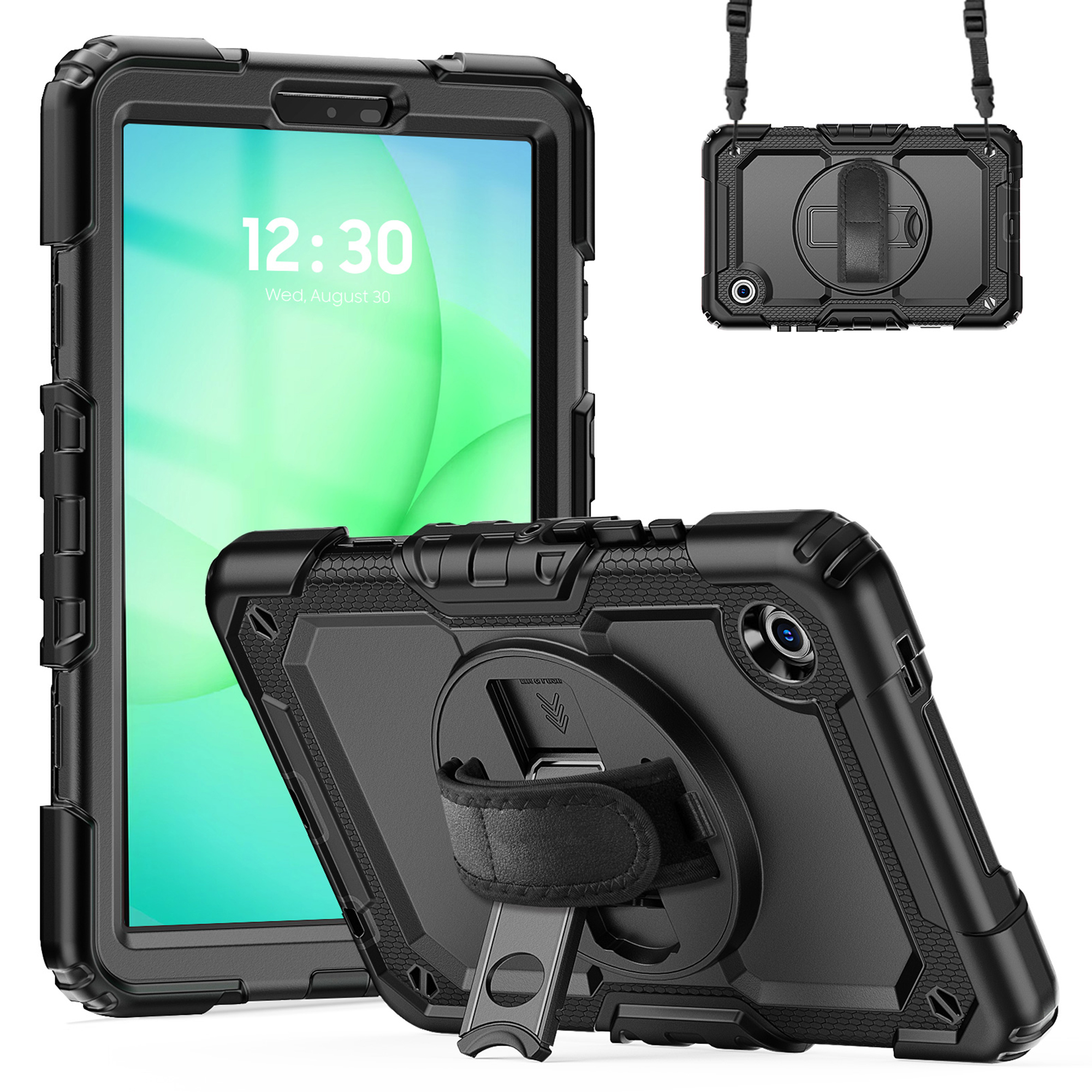 Accezz Robustes Back Cover mit Schultergurt für das Samsung Galaxy Tab A11 - Schwarz