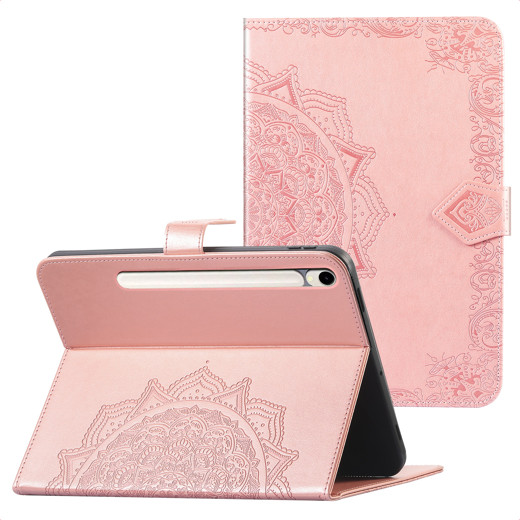 imoshion Mandala Klapphülle für das Samsung Galaxy Tab S9 11.0 Zoll / S10 Lite / S10 FE / S9 FE 10.9 Zoll - Rose Gold
