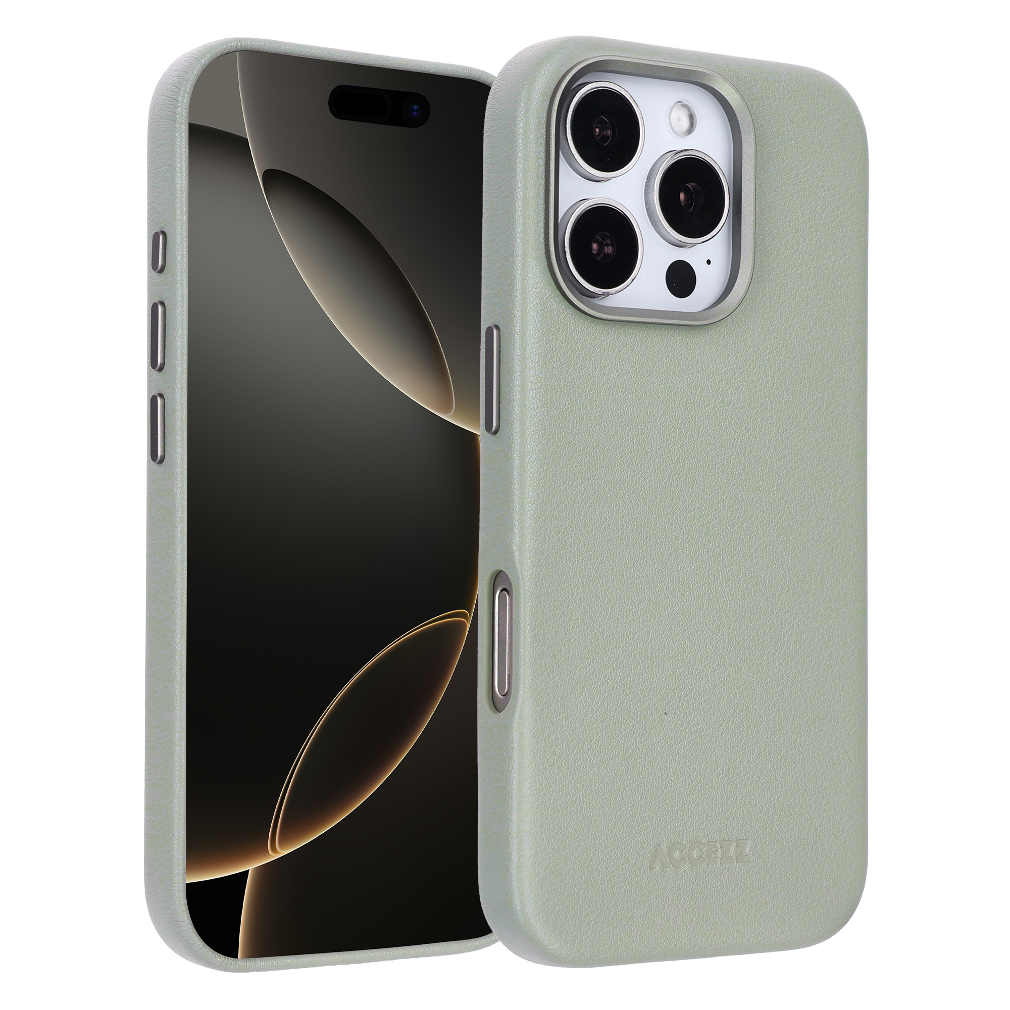 Accezz MagSafe Leather Backcover für das Apple iPhone 16 Pro - Light Grey