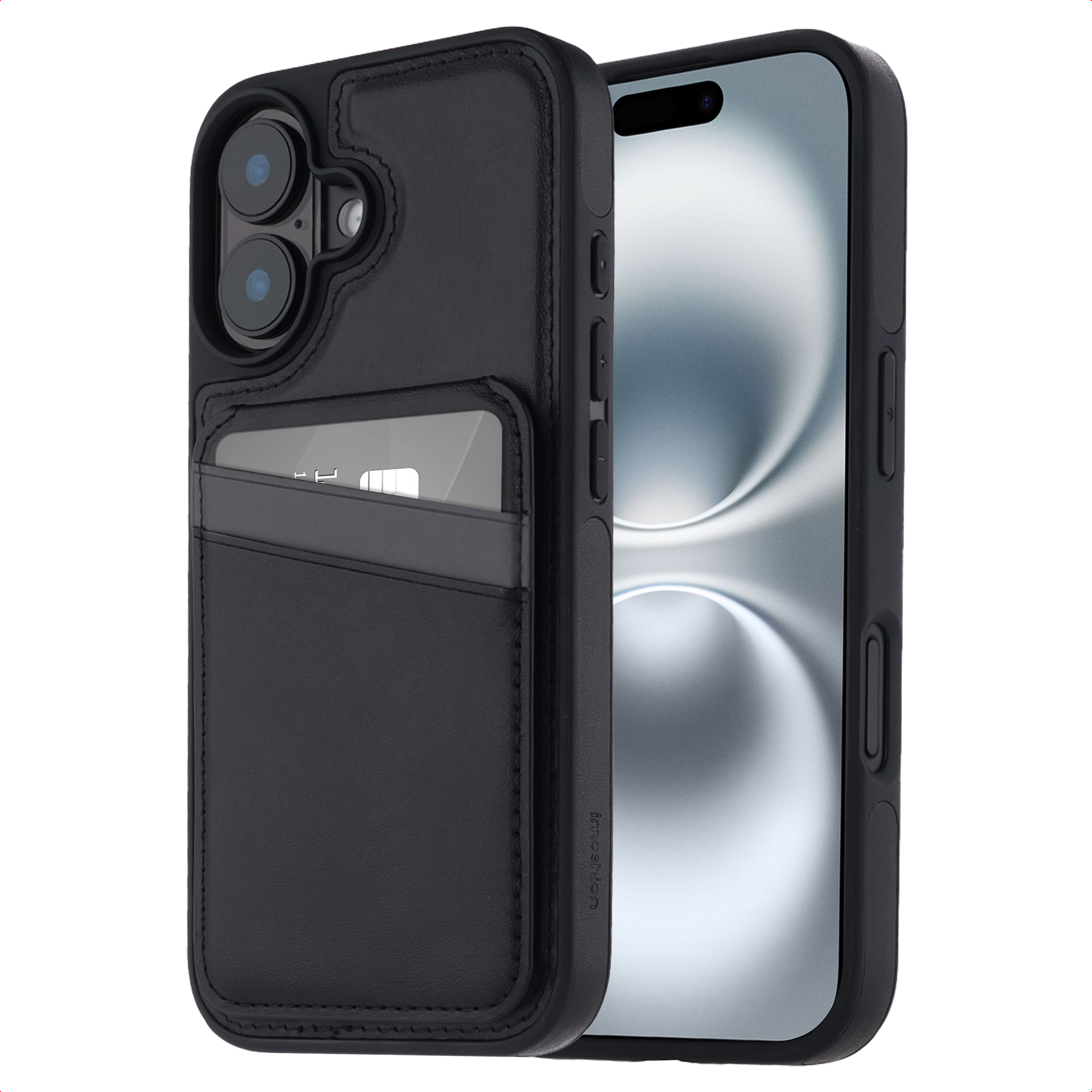 imoshion Backcover mit Kartenfach und Ständer für das Apple iPhone 16 - Schwarz
