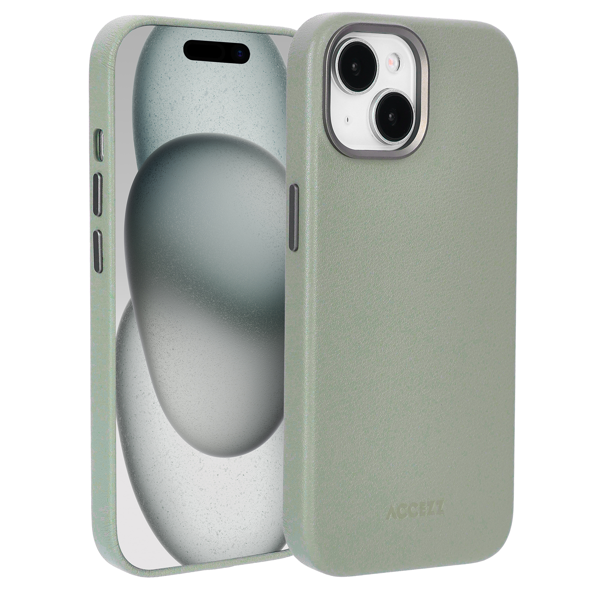 Accezz MagSafe Leather Backcover für das Apple iPhone 15 - Light Grey