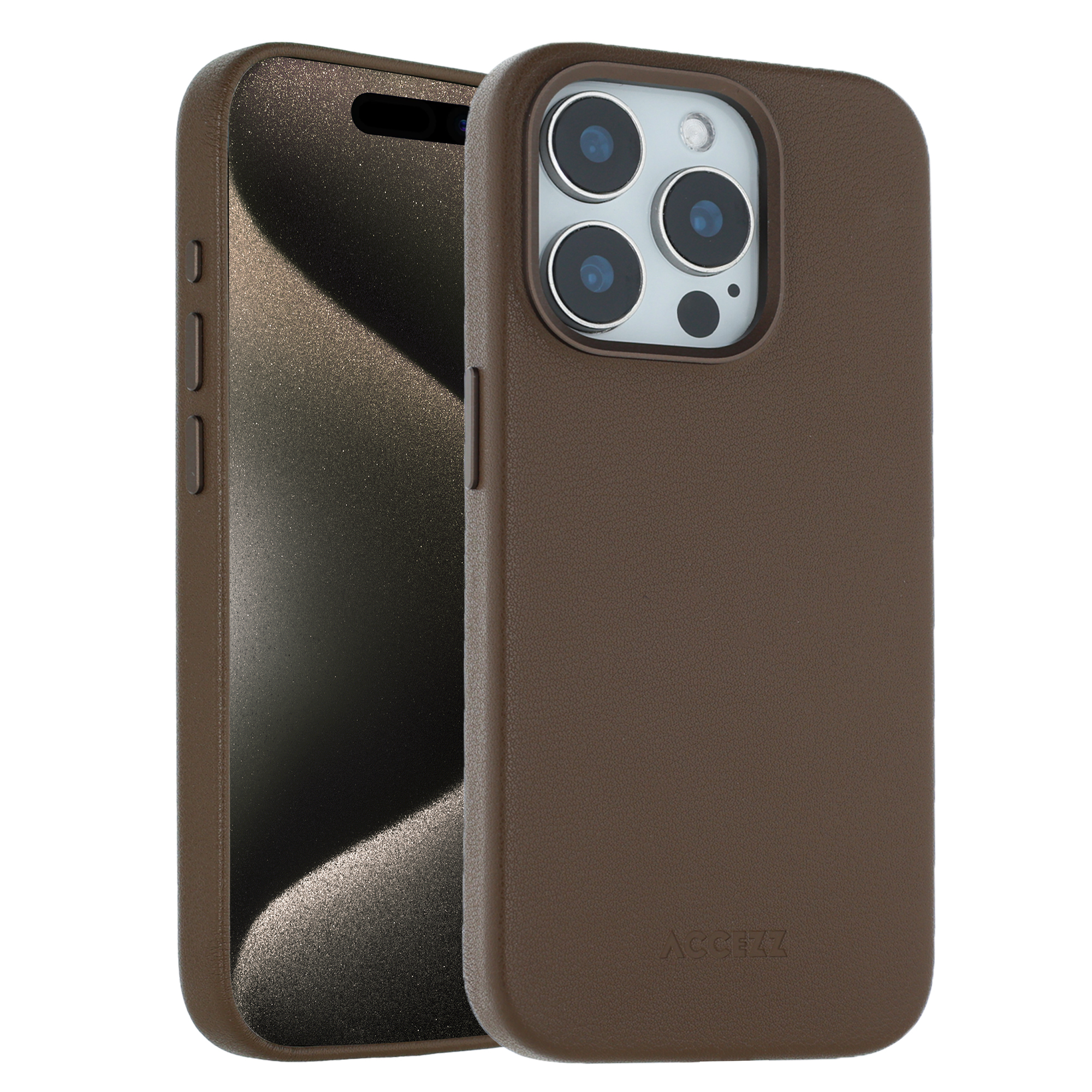 Accezz MagSafe Leather Backcover für das Apple iPhone 15 Pro - Kaffeebraun