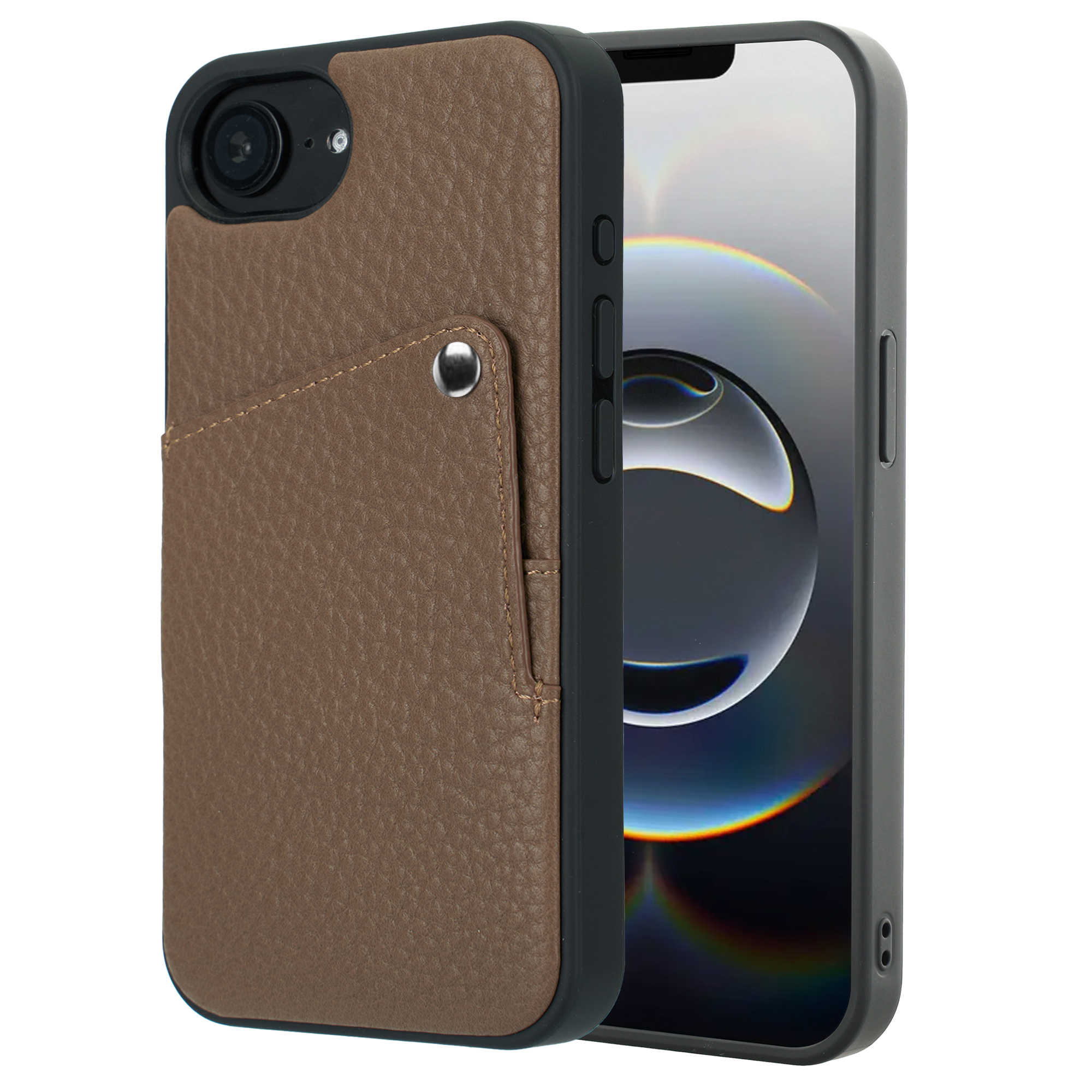 Selencia Riva Back Cover mit Kartenfach für das Apple iPhone 17e / 16e - Mocha Brown