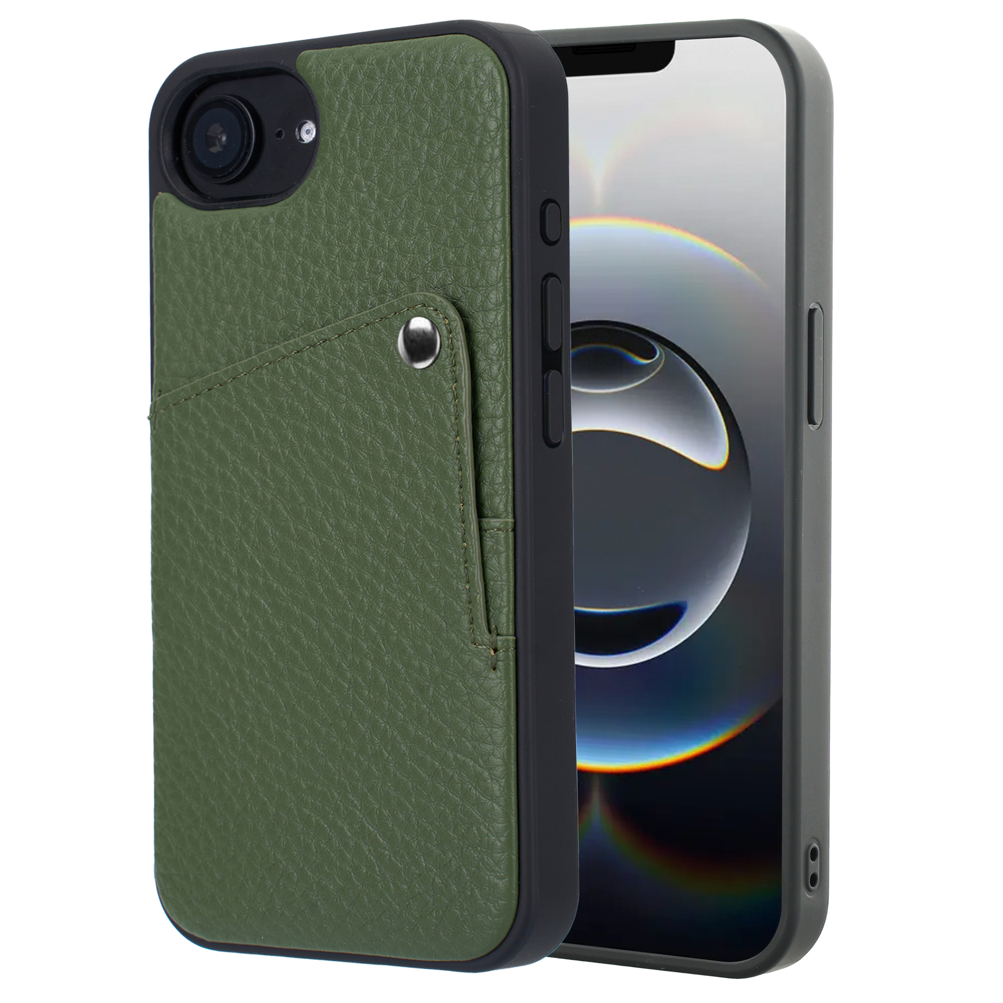 Selencia Riva Back Cover mit Kartenfach für das Apple iPhone 17e / 16e - Sage Green