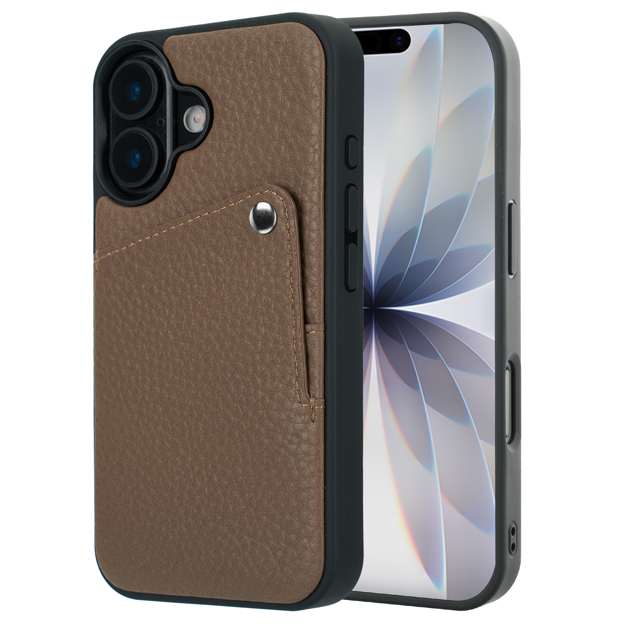 Selencia Riva Back Cover mit Kartenfach für das Apple iPhone 17 - Mocha Brown