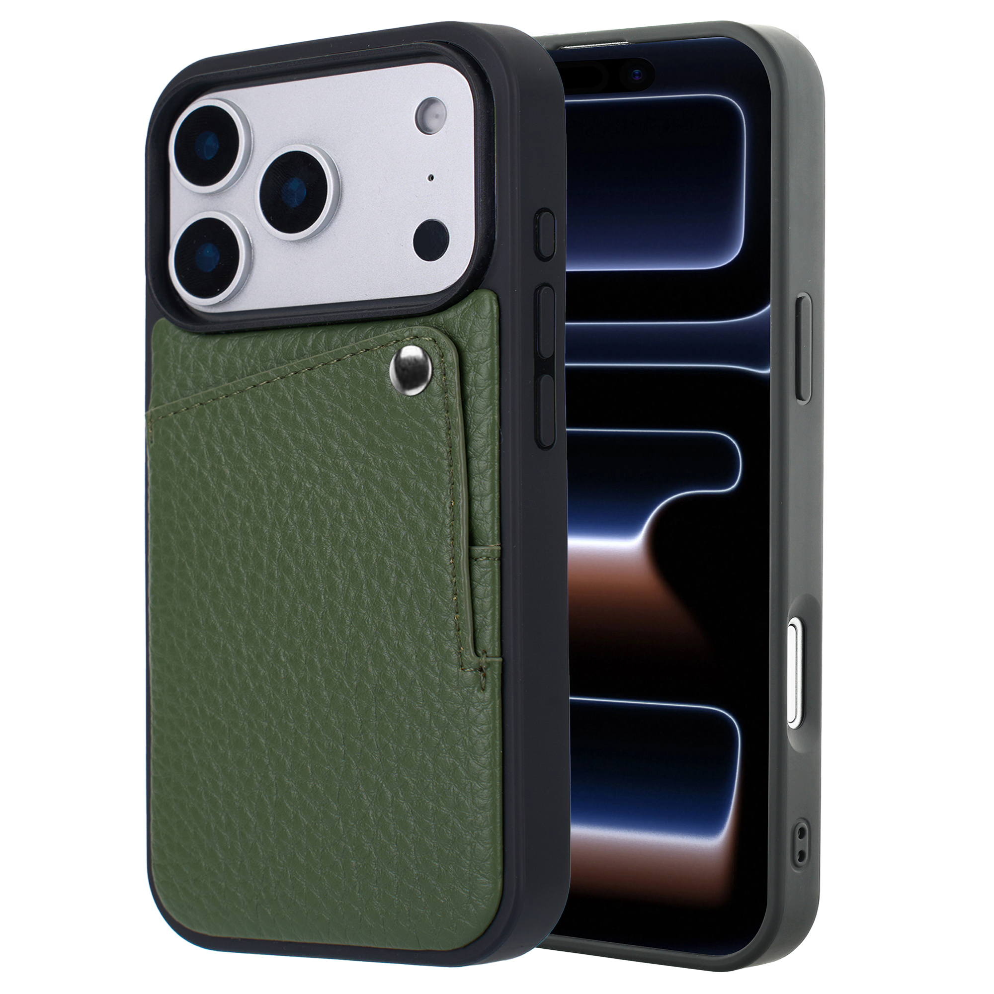 Selencia Riva Back Cover mit Kartenfach für das Apple iPhone 17 Pro - Sage Green