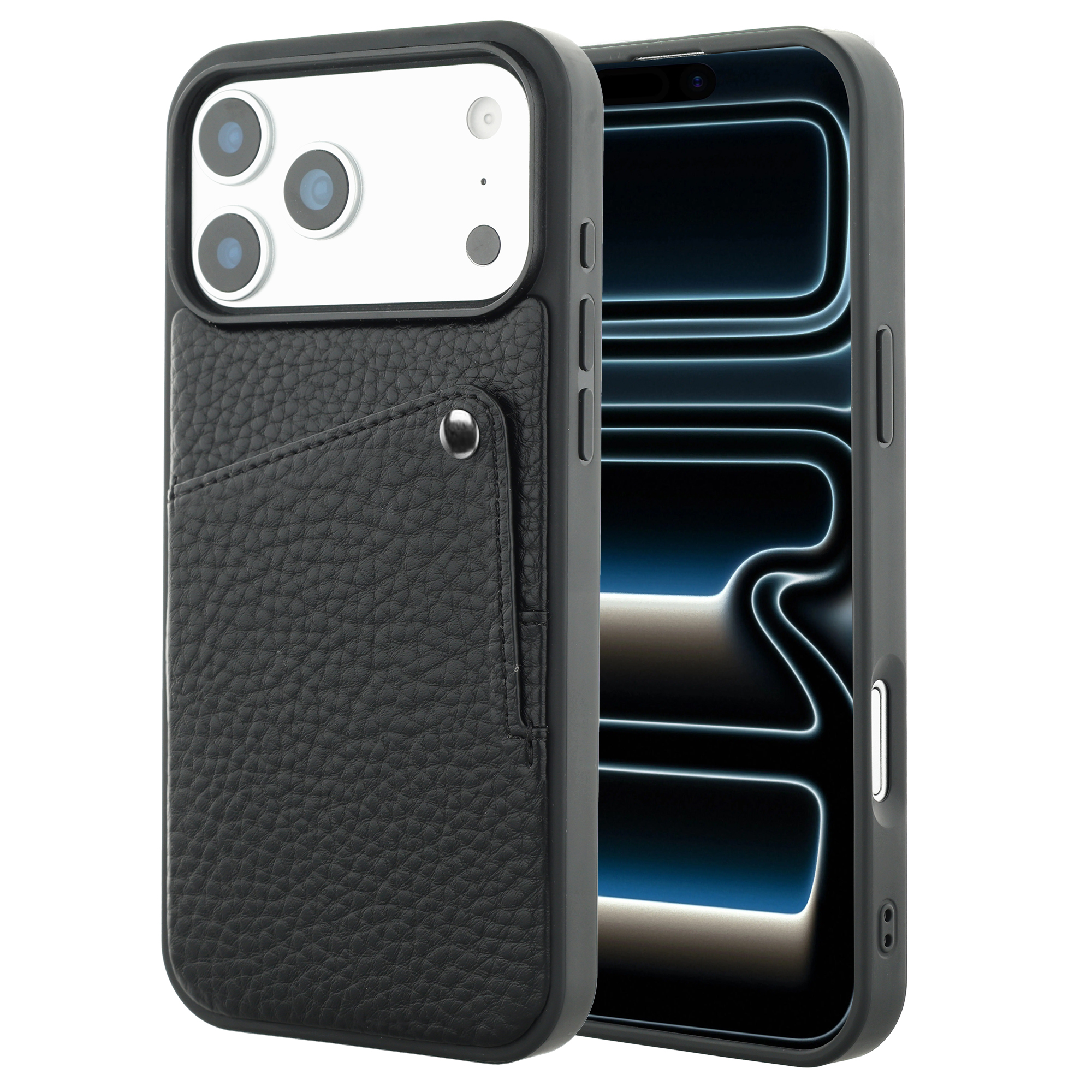 Selencia Riva Back Cover mit Kartenfach für das Apple iPhone 17 Pro Max - Schwarz