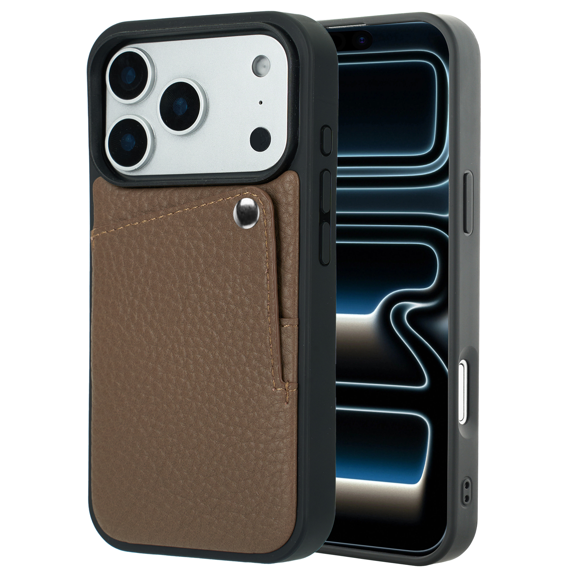 Selencia Riva Back Cover mit Kartenfach für das Apple iPhone 17 Pro Max - Mocha Brown