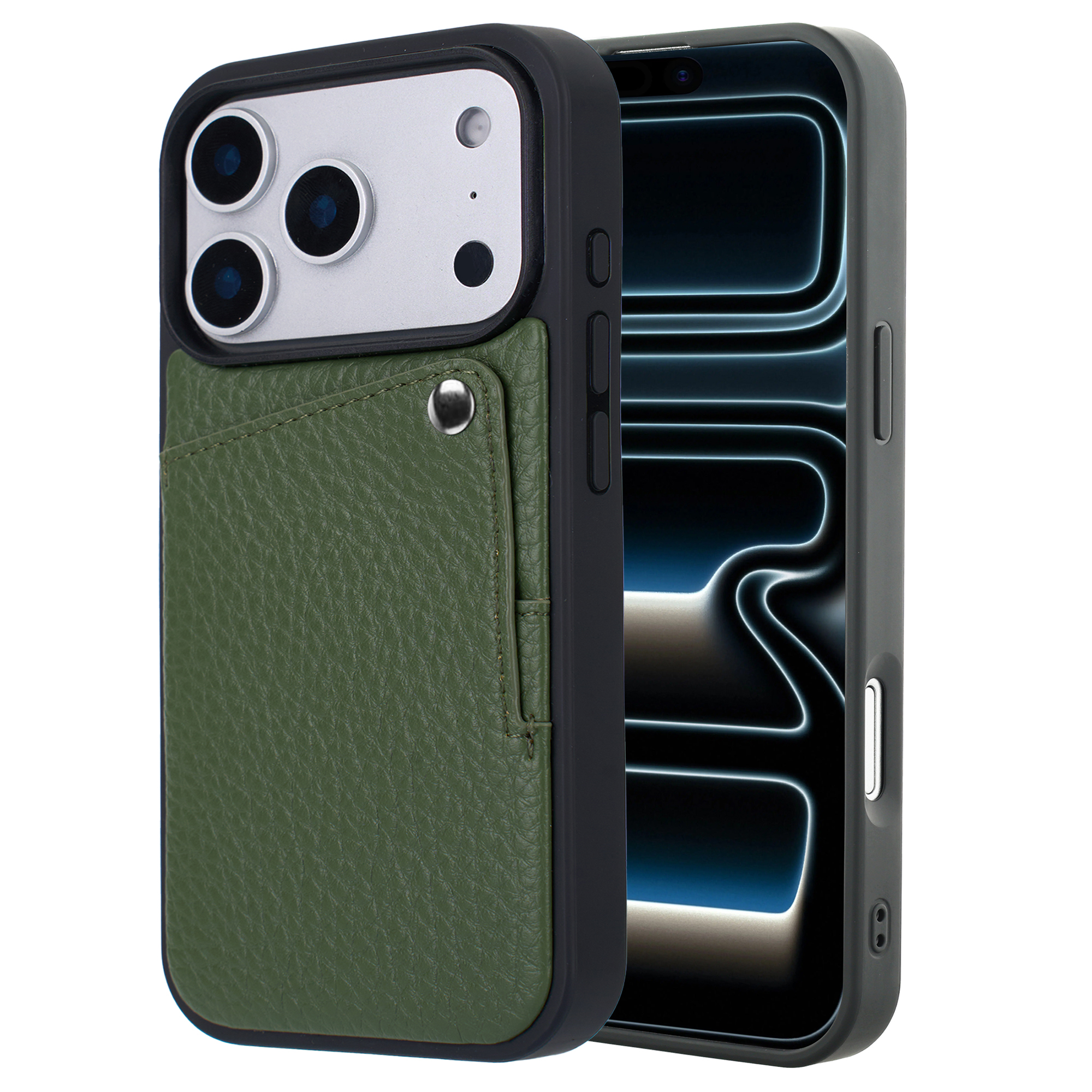 Selencia Riva Back Cover mit Kartenfach für das Apple iPhone 17 Pro Max - Sage Green