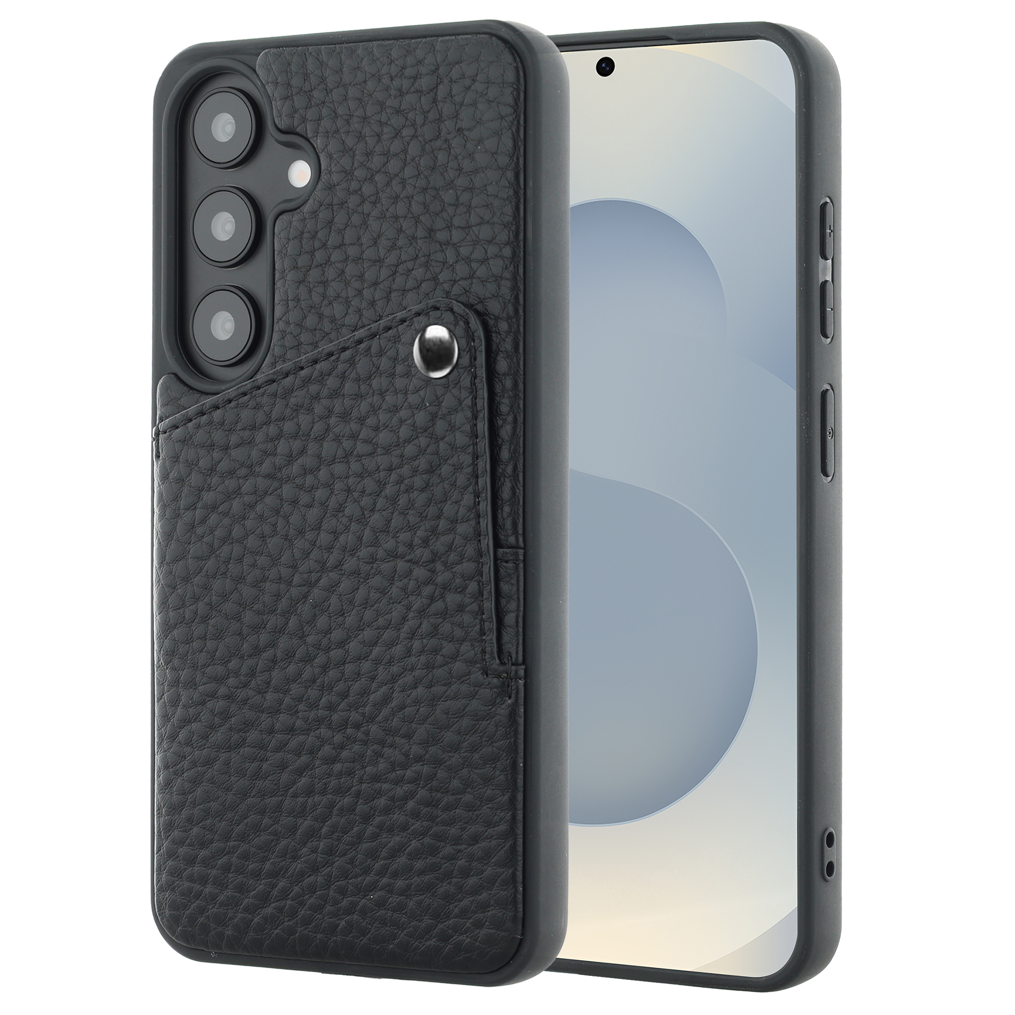 Selencia Riva Back Cover mit Kartenfach für das Samsung Galaxy S25 / S24 - Schwarz
