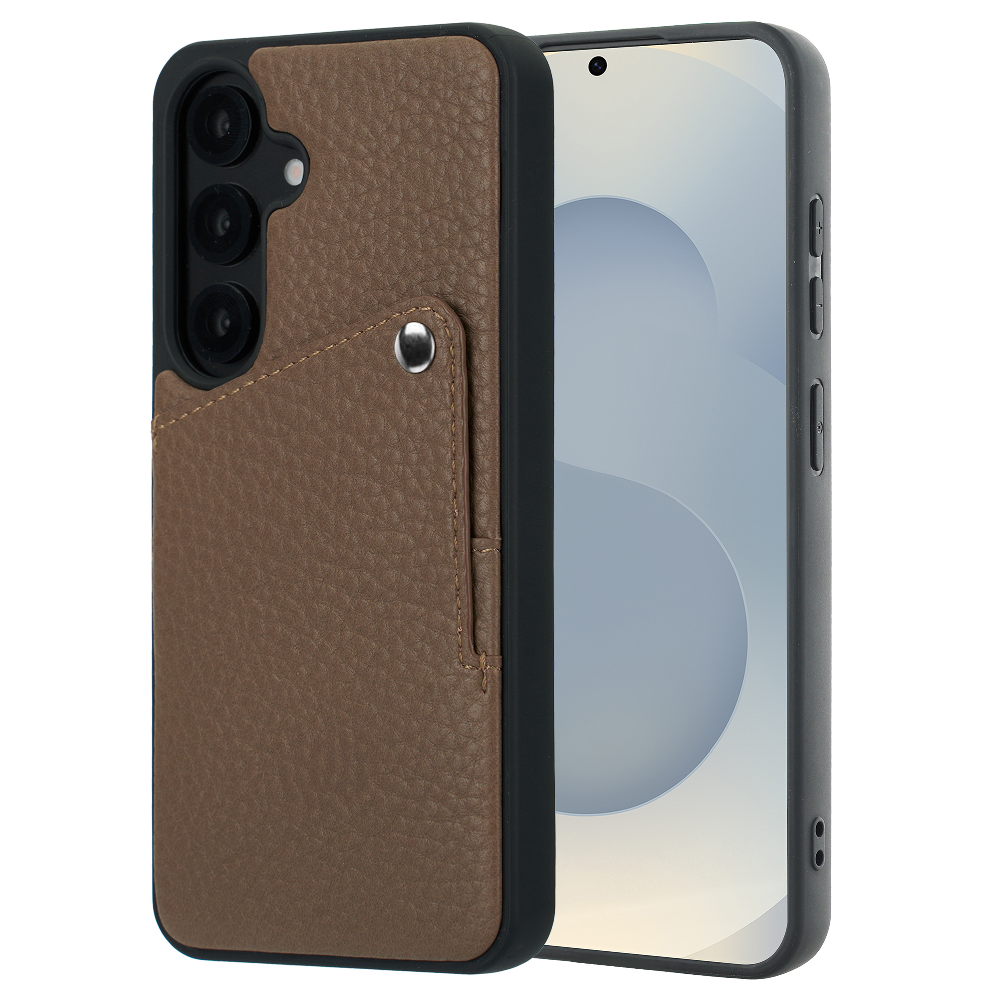 Selencia Riva Back Cover mit Kartenfach für das Samsung Galaxy S25 / S24 - Mocha Brown