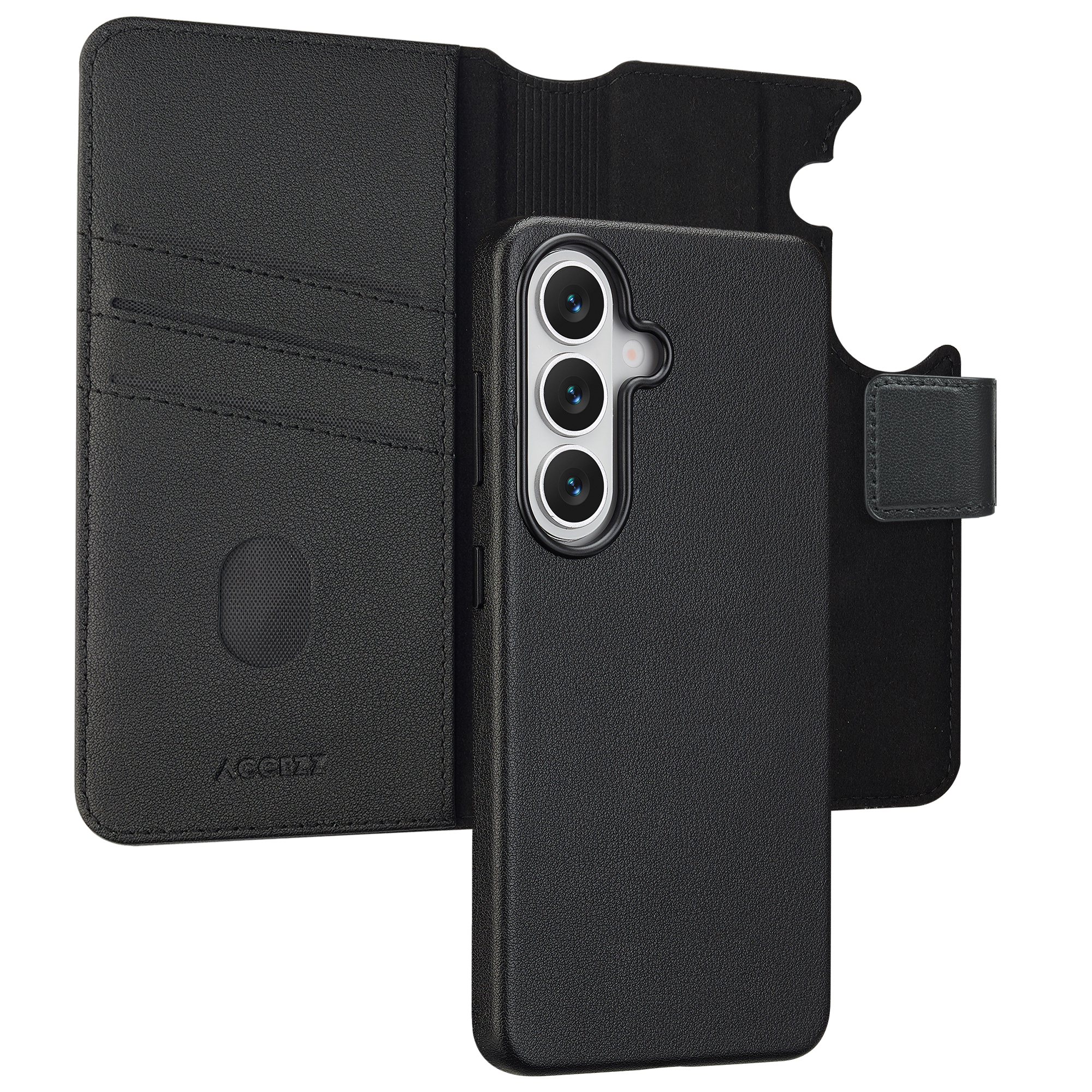Accezz 2-in-1 Klapphülle aus Leder mit MagSafe für das Samsung Galaxy S26 - Onyx Black