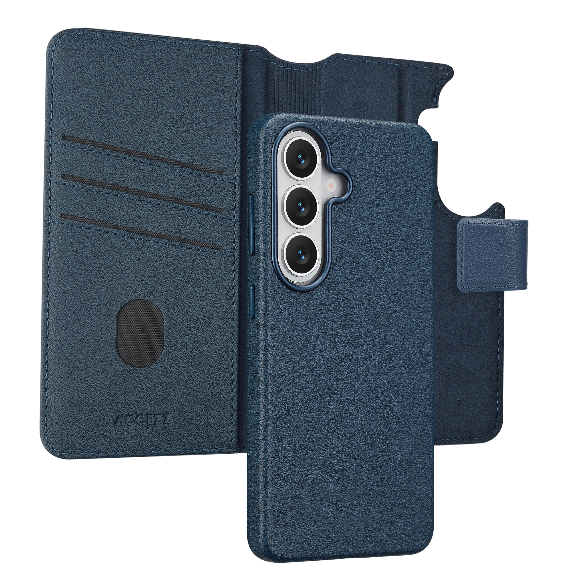 Accezz 2-in-1 Klapphülle aus Leder mit MagSafe für das Samsung Galaxy S26 - Nightfall Blue