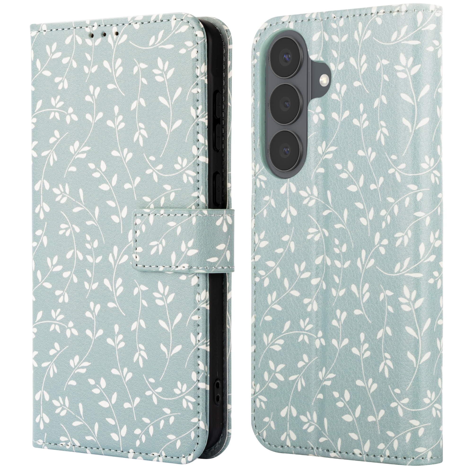 imoshion Design Klapphülle für das Samsung Galaxy S26 - Smoke Green Flowers