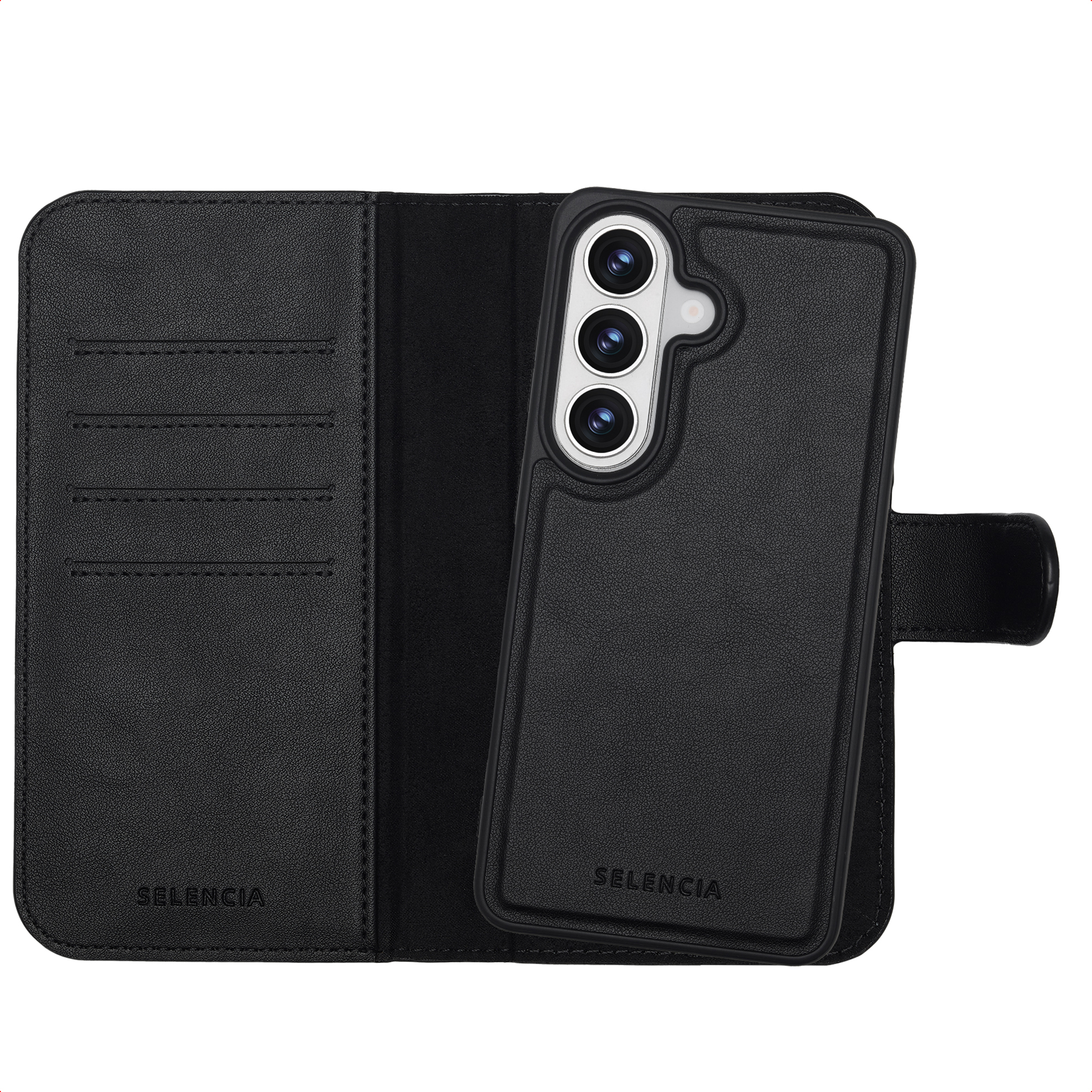 Selencia Olyn Abnehmbare Bookcase mit MagSafe für das Samsung Galaxy S26 - Schwarz