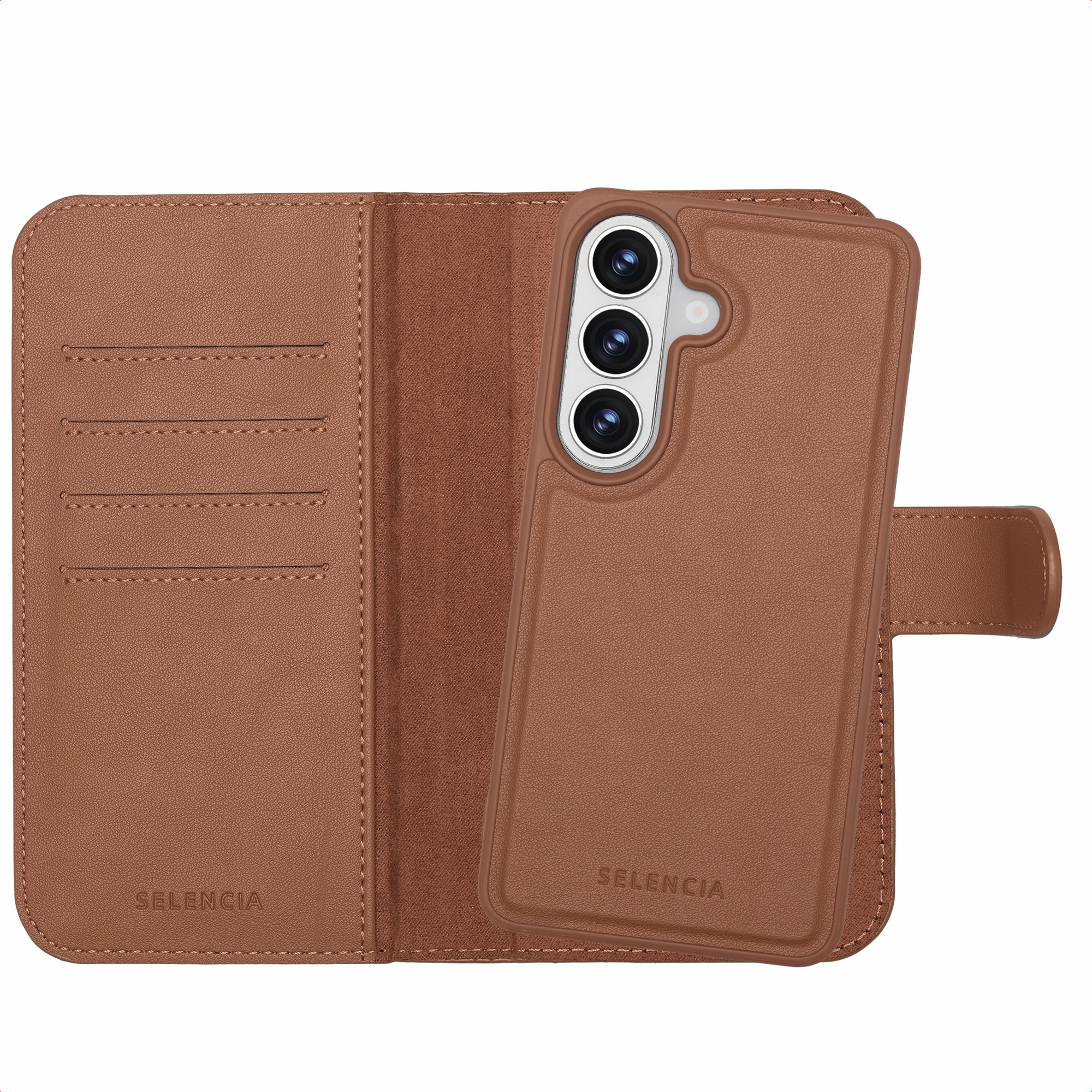 Selencia Olyn Abnehmbare Bookcase mit MagSafe für das Samsung Galaxy S26 - Braun