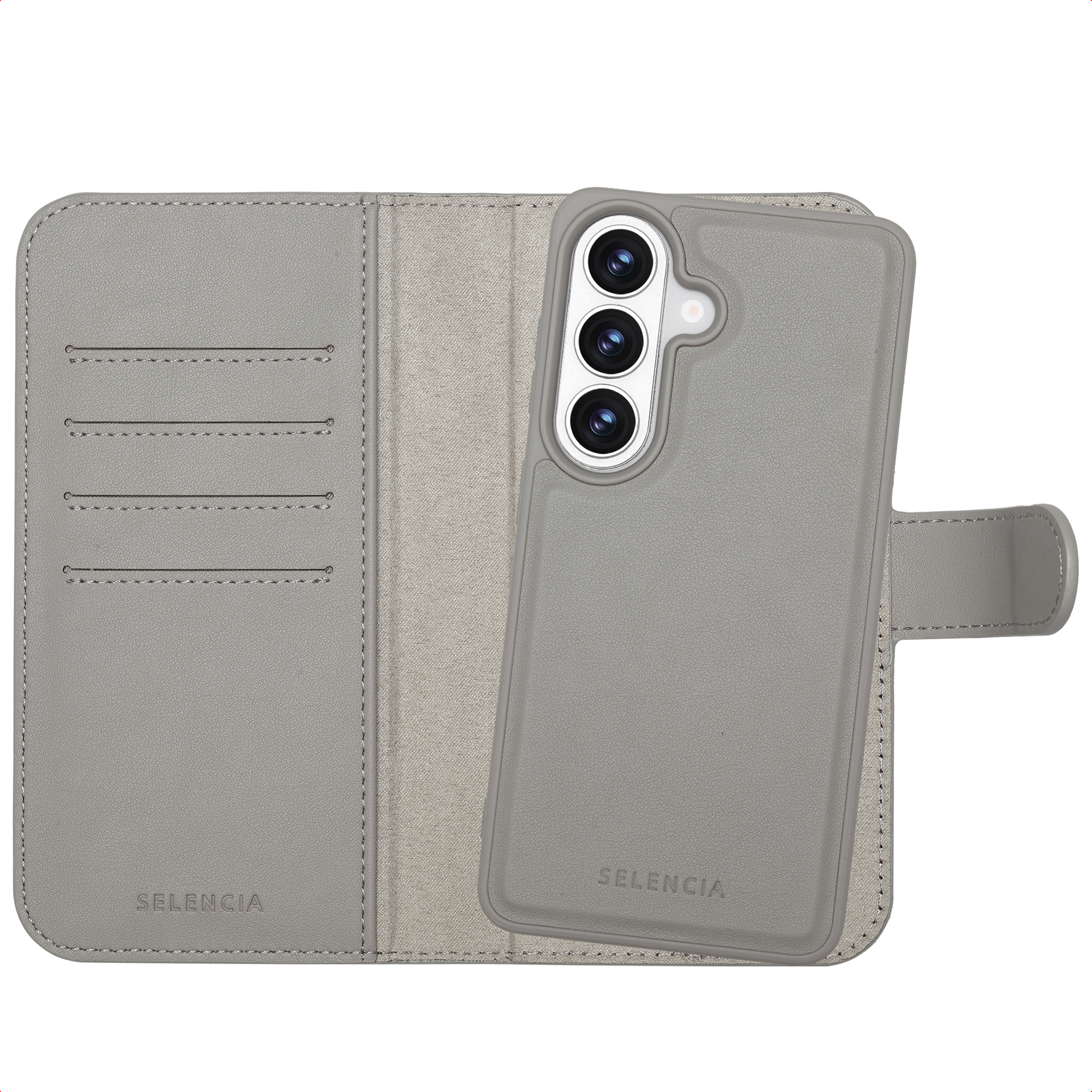Selencia Olyn Abnehmbare Bookcase mit MagSafe für das Samsung Galaxy S26 - Grau