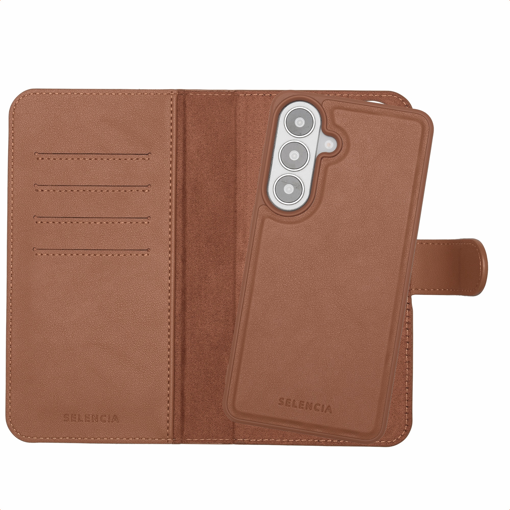 Selencia Olyn Abnehmbare Bookcase mit MagSafe für das Samsung Galaxy S26 Plus - Braun