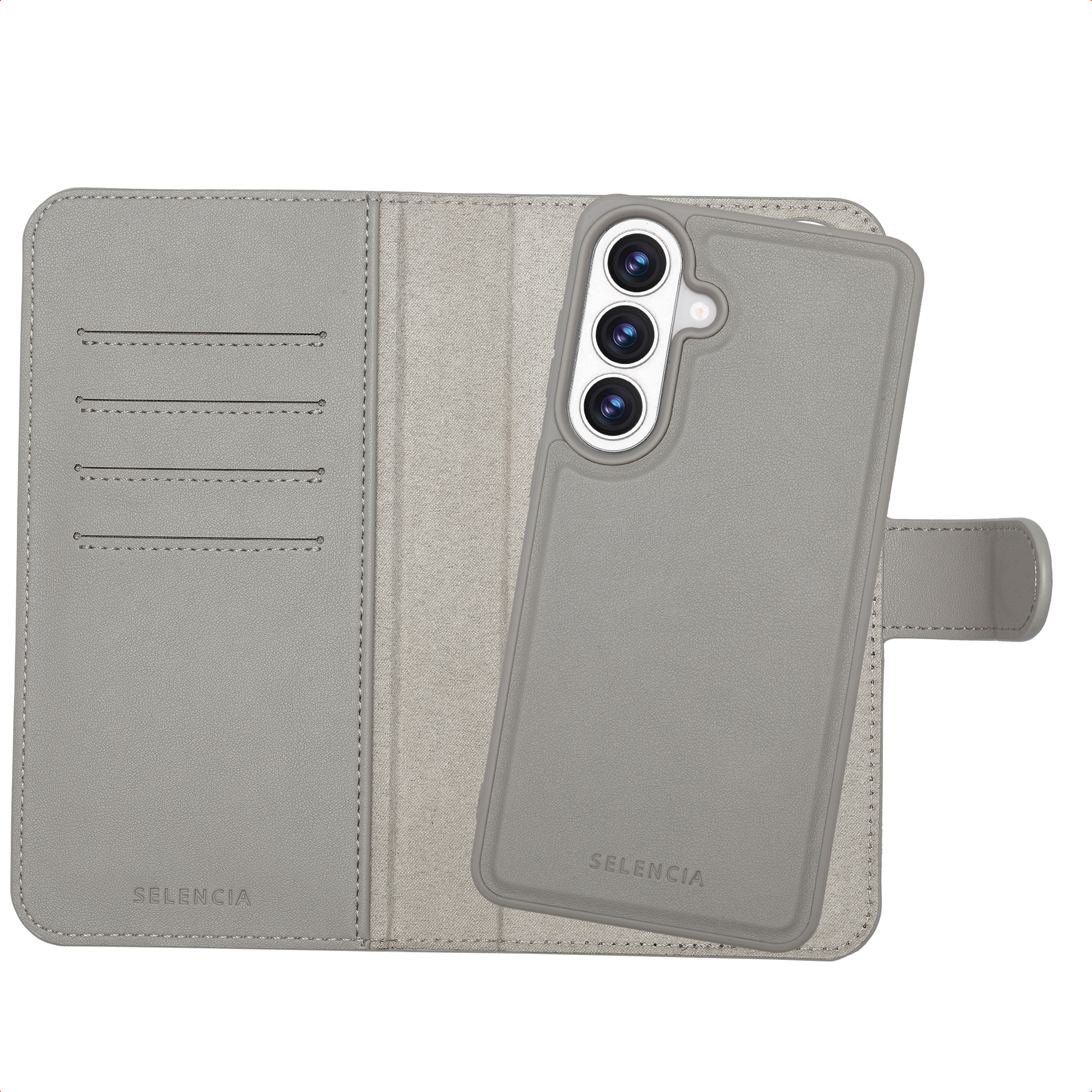 Selencia Olyn Abnehmbare Bookcase mit MagSafe für das Samsung Galaxy S26 Plus - Grau