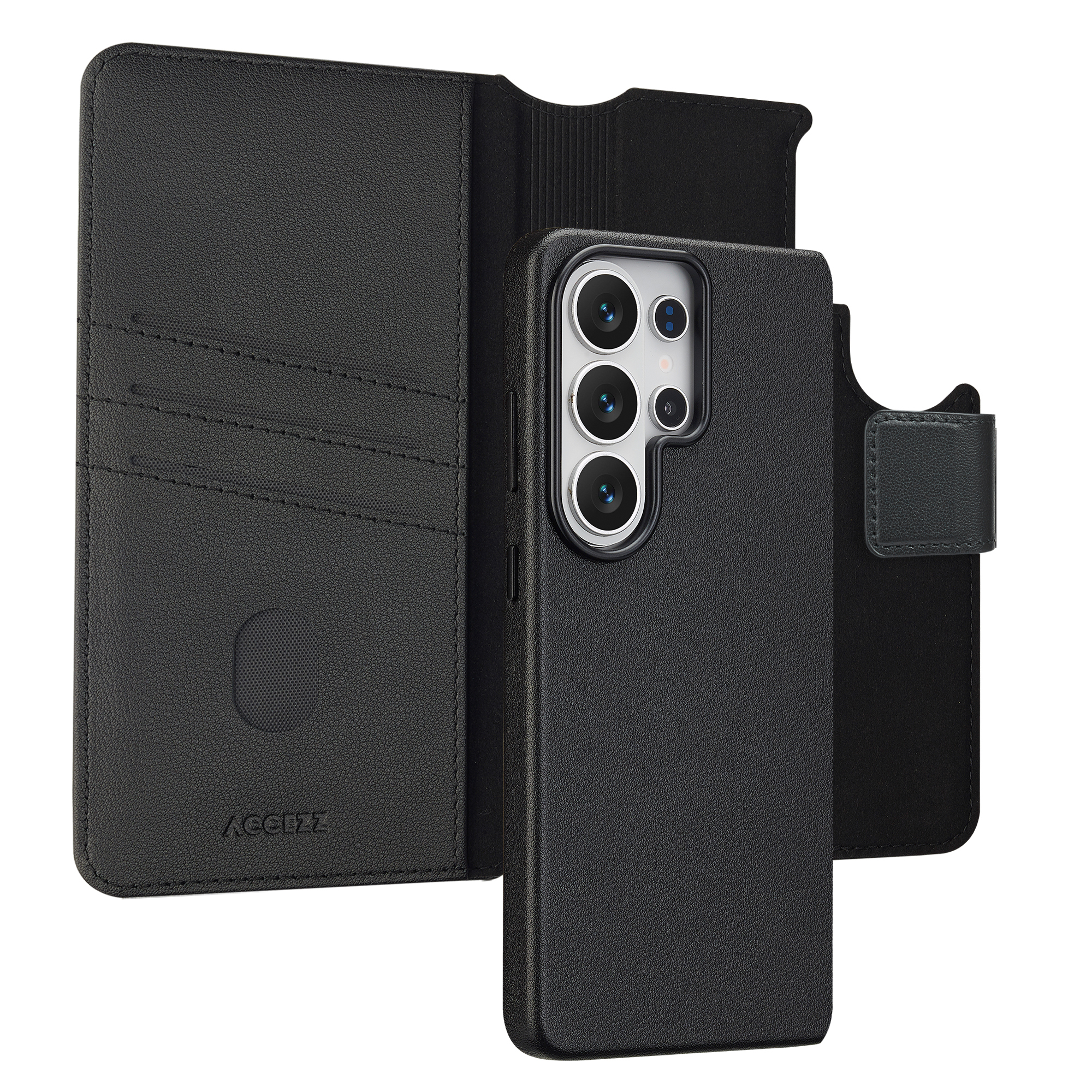 Accezz 2-in-1 Klapphülle aus Leder mit MagSafe für das Samsung Galaxy S26 Ultra - Onyx Black