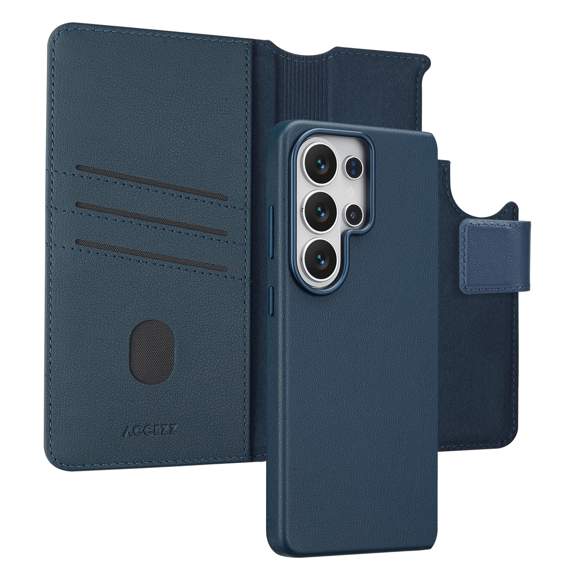Accezz 2-in-1 Klapphülle aus Leder mit MagSafe für das Samsung Galaxy S26 Ultra - Nightfall Blue