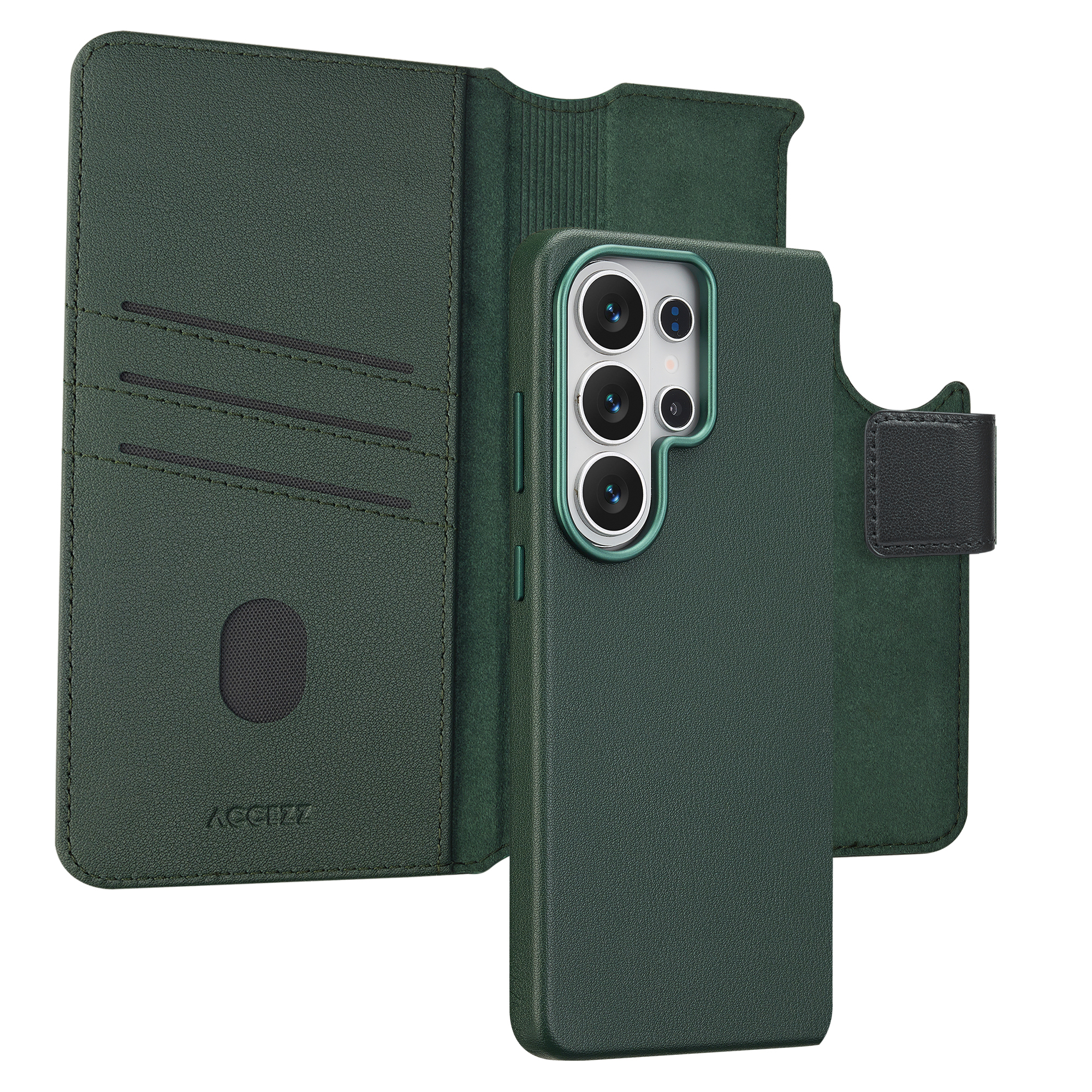 Accezz 2-in-1 Klapphülle aus Leder mit MagSafe für das Samsung Galaxy S26 Ultra - Cedar Green