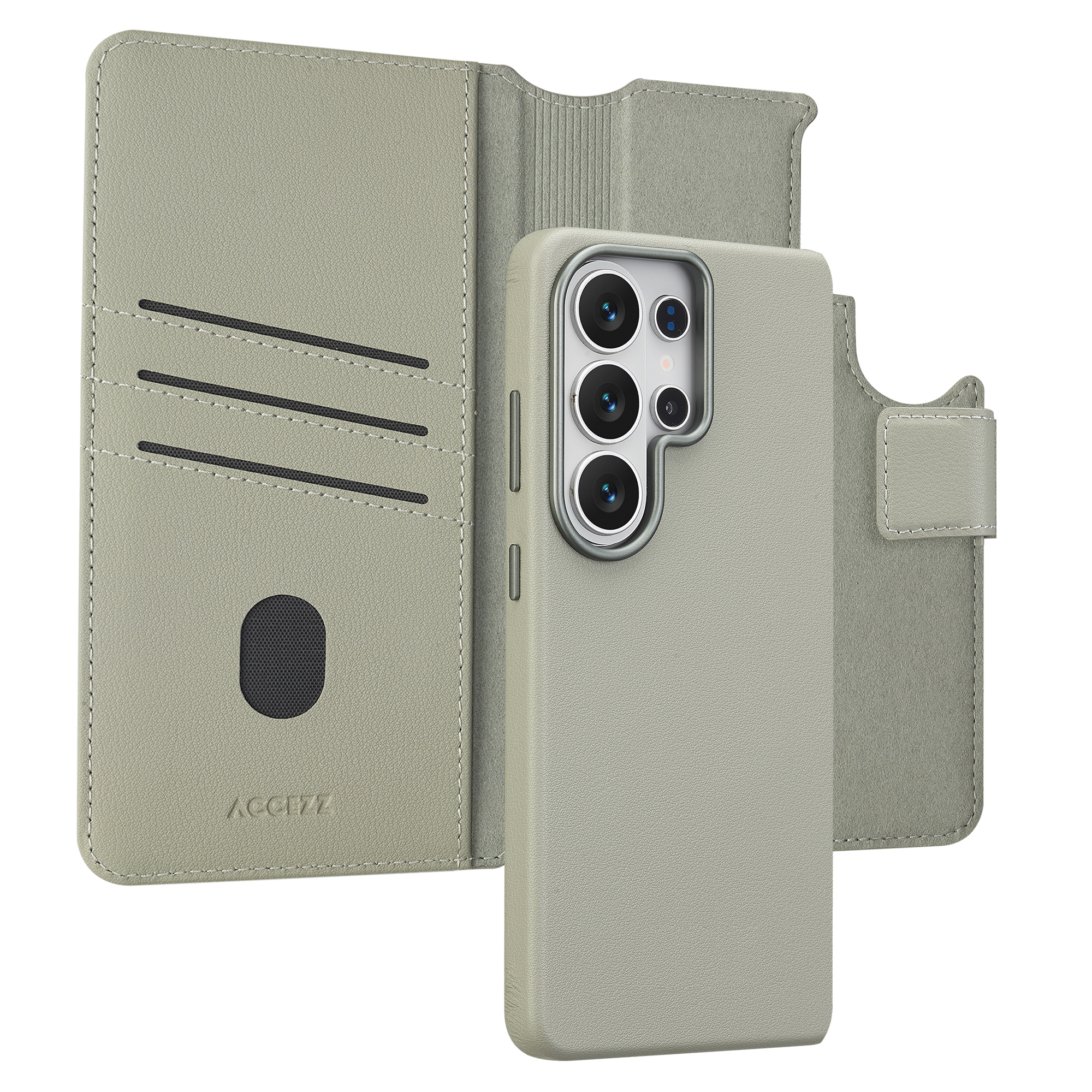 Accezz 2-in-1 Klapphülle aus Leder mit MagSafe für das Samsung Galaxy S26 Ultra - Light Grey