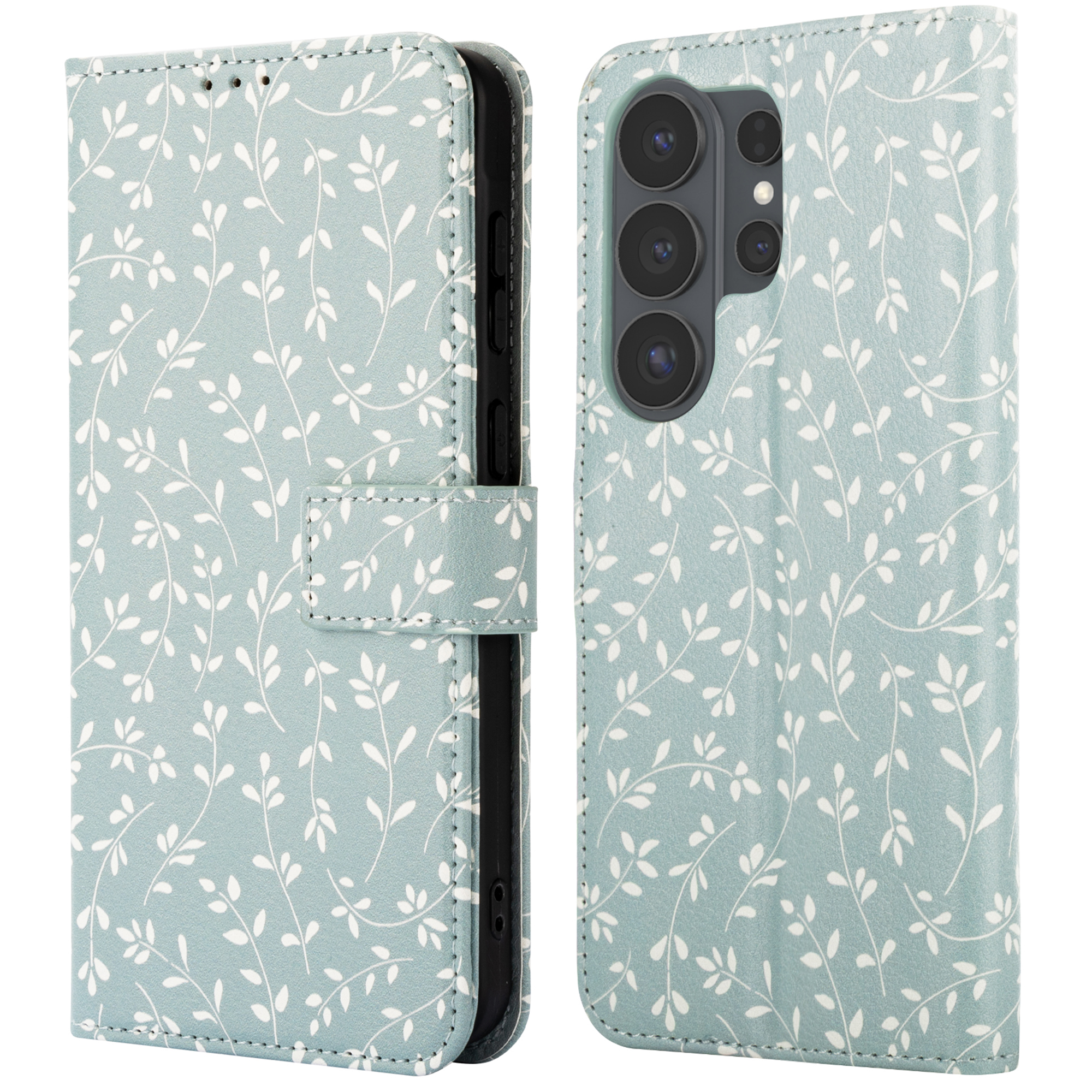 imoshion Design Klapphülle für das Samsung Galaxy S26 Ultra - Smoke Green Flowers
