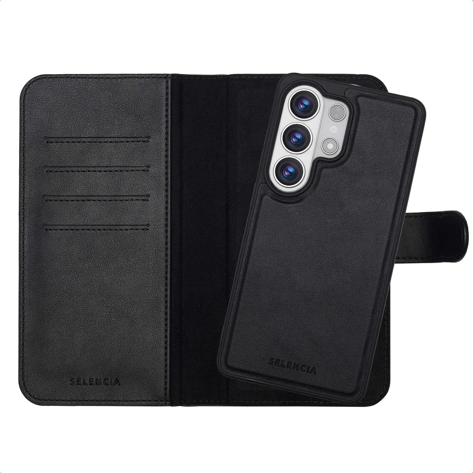 Selencia Olyn Abnehmbare Bookcase mit MagSafe für das Samsung Galaxy S26 Ultra - Schwarz