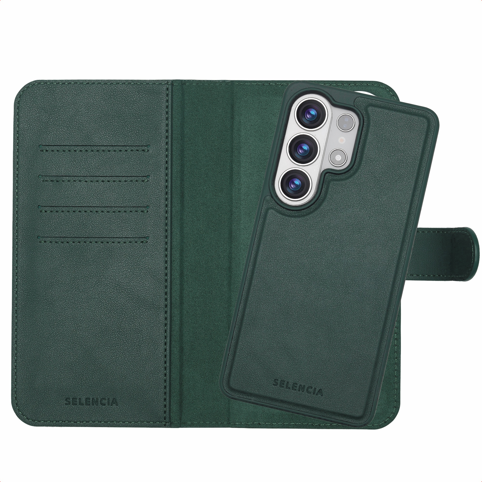 Selencia Olyn Abnehmbare Bookcase mit MagSafe für das Samsung Galaxy S26 Ultra - Grün