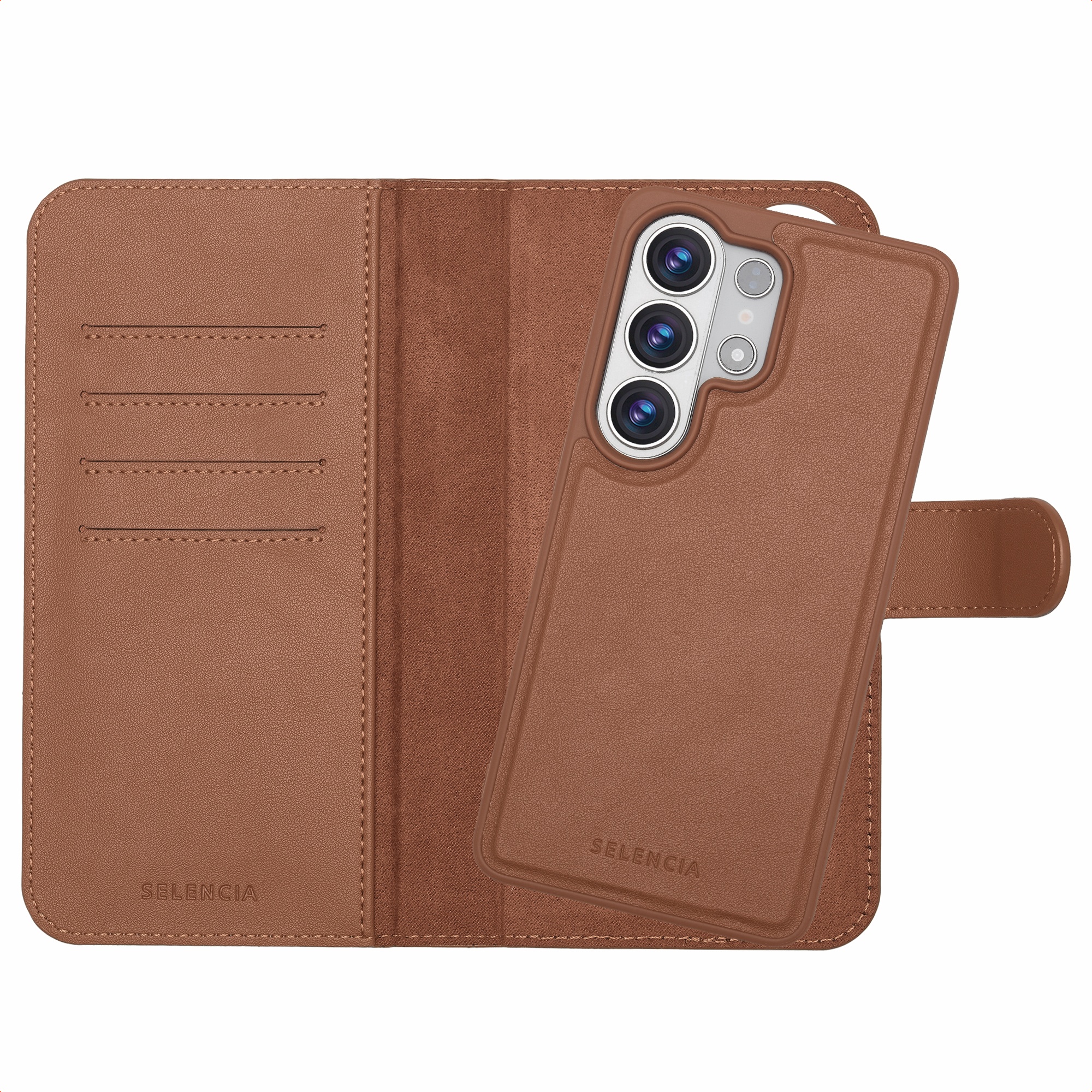 Selencia Olyn Abnehmbare Bookcase mit MagSafe für das Samsung Galaxy S26 Ultra - Braun