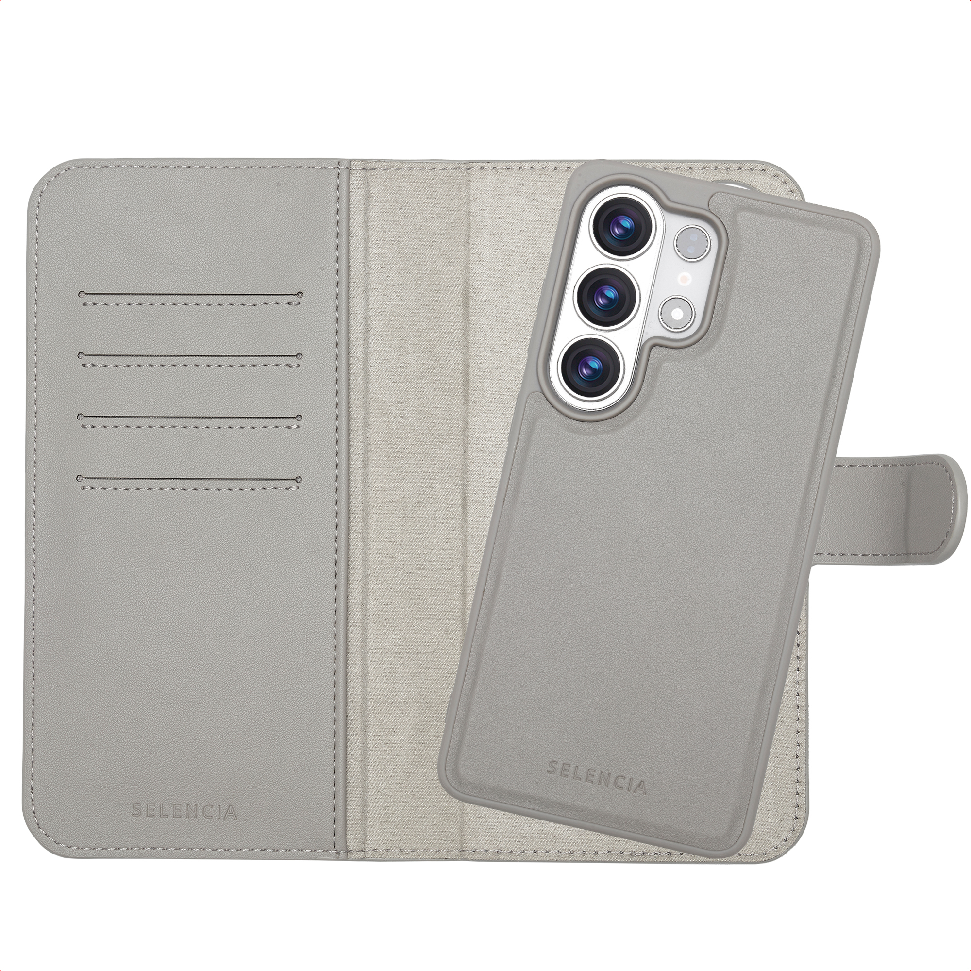 Selencia Olyn Abnehmbare Bookcase mit MagSafe für das Samsung Galaxy S26 Ultra - Grau