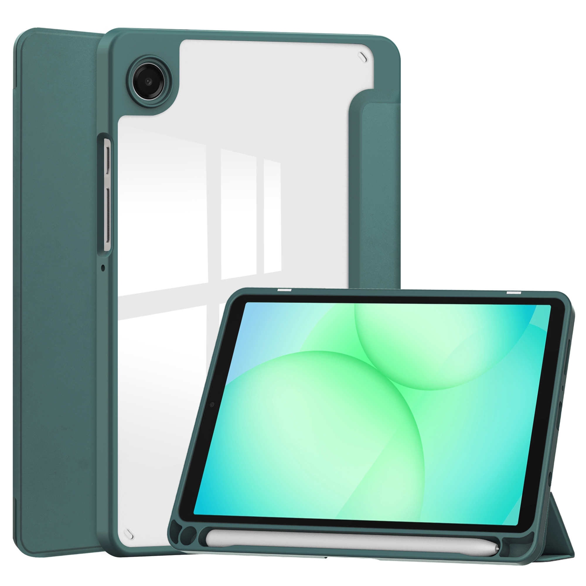 imoshion Trifold Hardcase Klapphülle für das Samsung Galaxy Tab A11 Plus - Grün