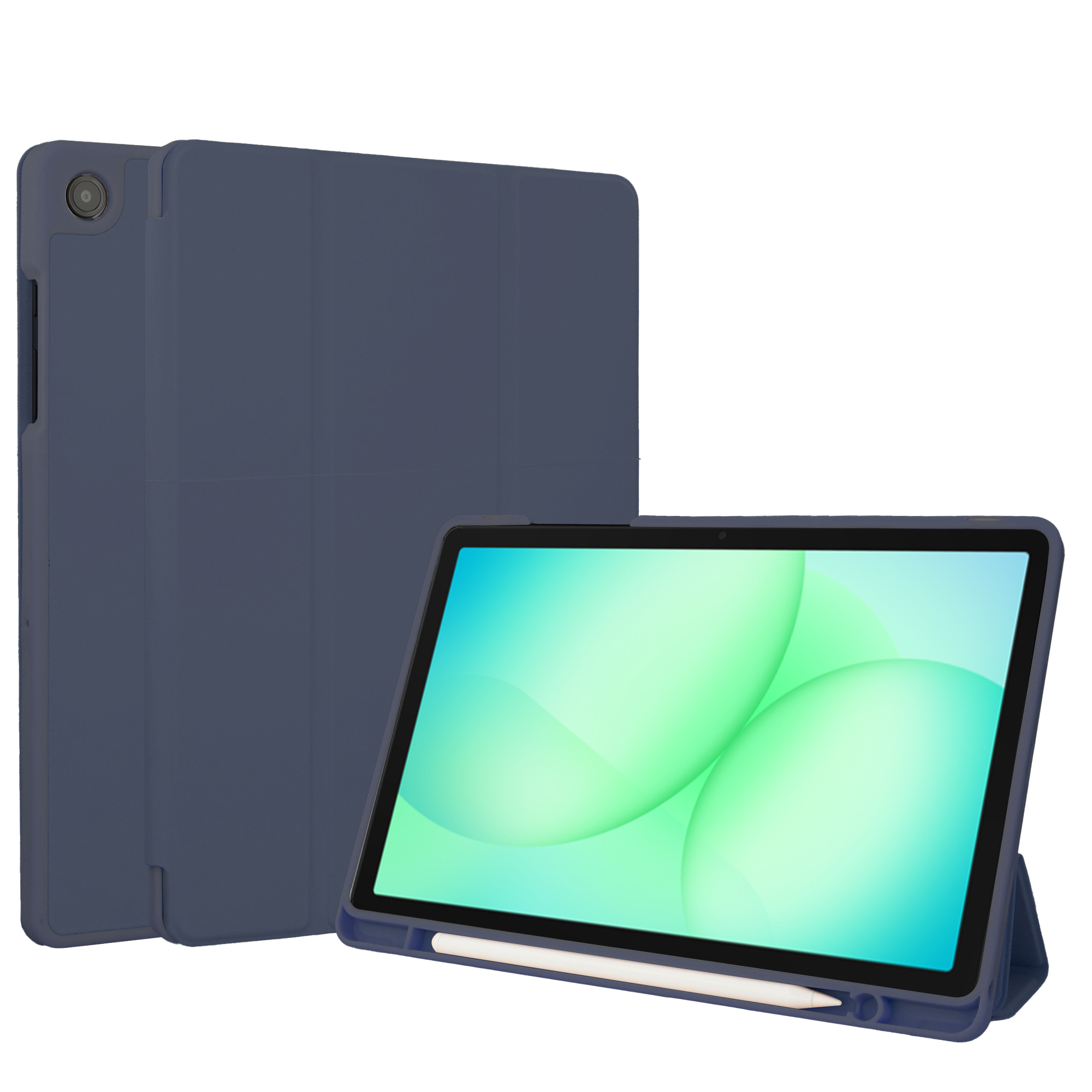 Accezz Smarte Klapphülle aus Silikon für das Samsung Galaxy Tab A11 Plus / A9 Plus - Dunkelblau