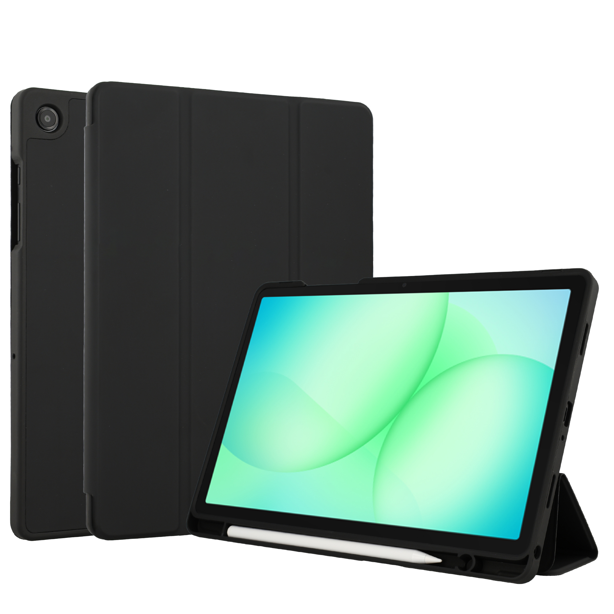 Accezz Smarte Klapphülle aus Silikon für das Samsung Galaxy Tab A11 Plus / A9 Plus - Schwarz