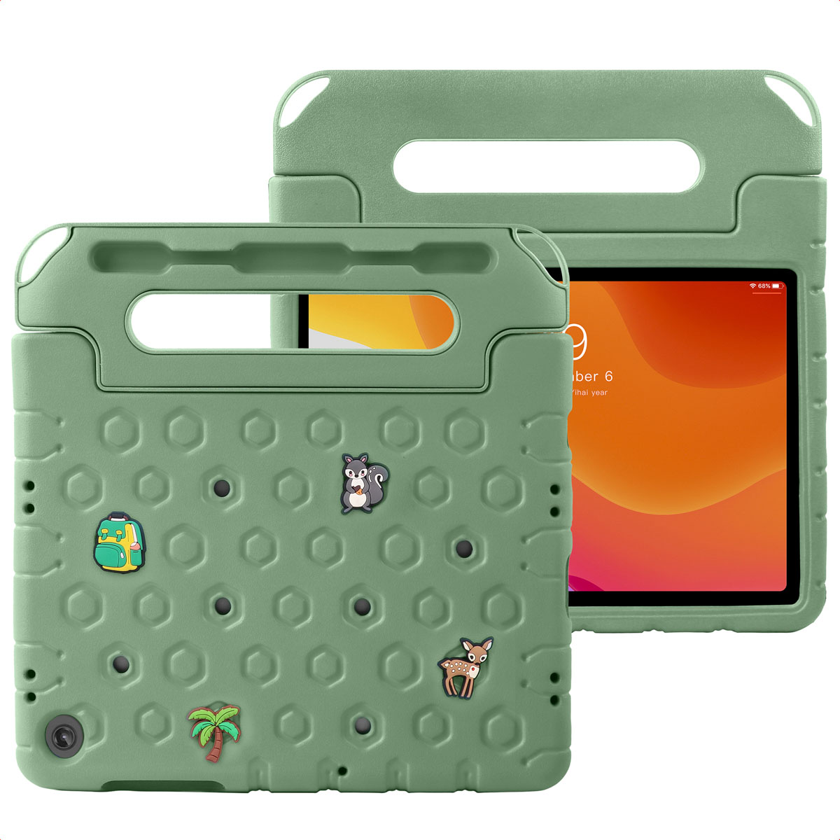 imoshion Kindersichere Schutzhülle mit abnehmbaren Ansteckern für das Samsung Galaxy Tab A11 Plus / A9 Plus - Olive Green
