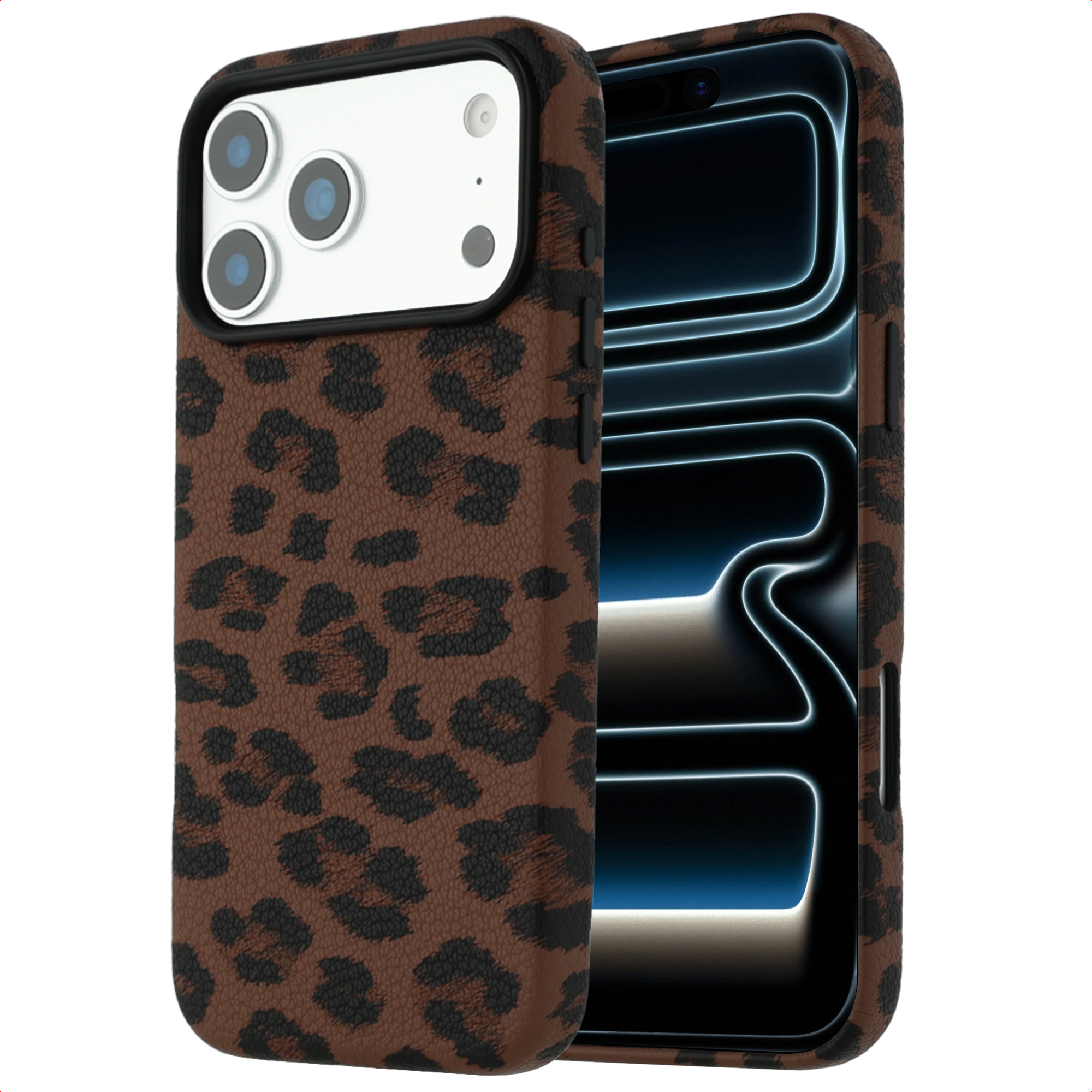 Selencia Sabi Backcover Leopardenmuster mit MagSafe für das Apple iPhone 18 Pro Max / 17 Pro Max - Mocha Brown