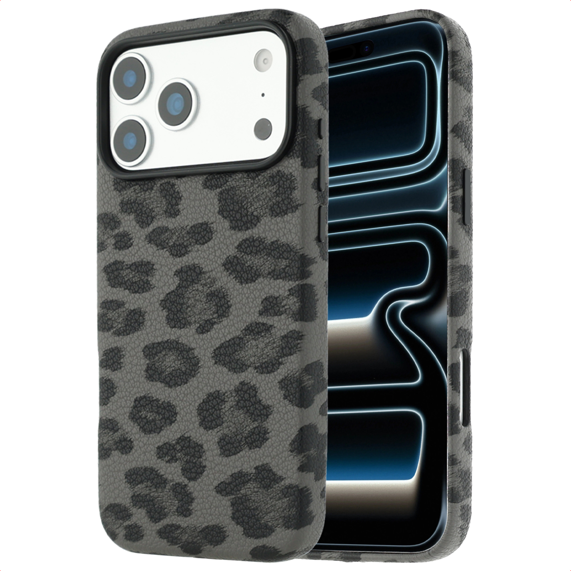 Selencia Sabi Backcover Leopardenmuster mit MagSafe für das Apple iPhone 18 Pro Max / 17 Pro Max - Midnight Black