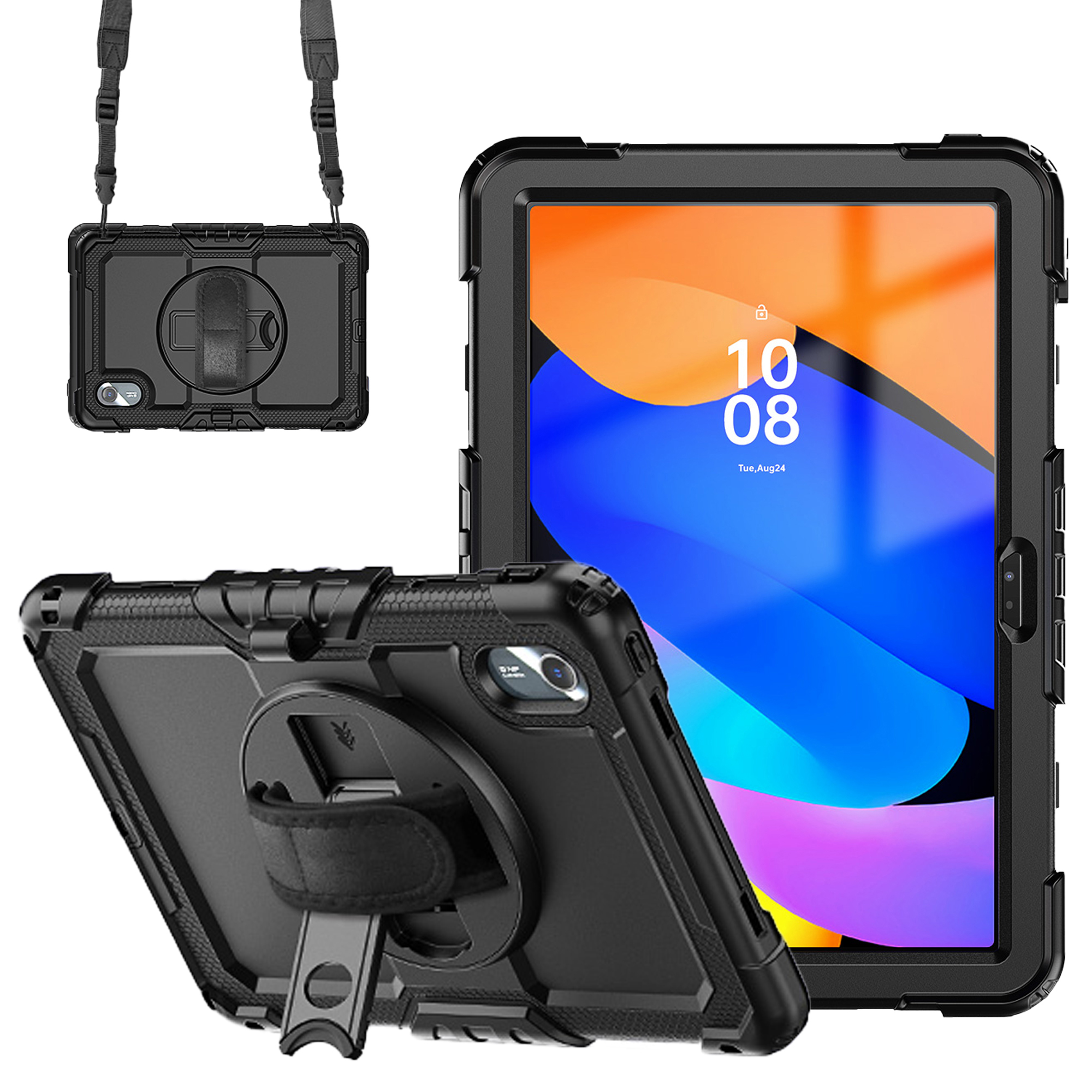 Accezz Robustes Back Cover mit Schultergurt für das Lenovo Idea Tab - Schwarz