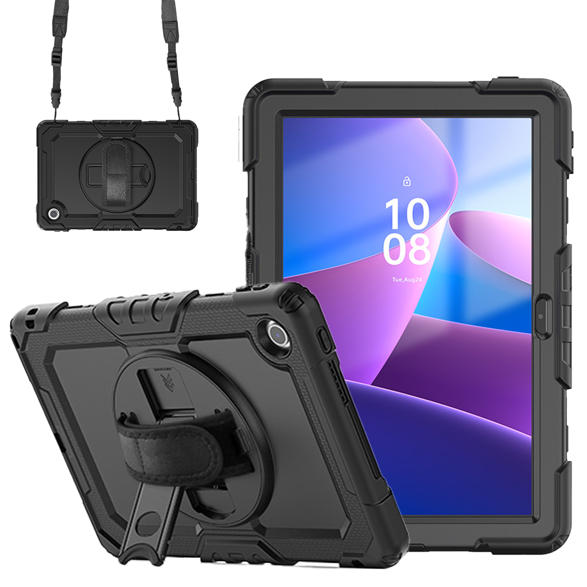 Accezz Robustes Back Cover mit Schultergurt für das Lenovo Tab (2025) - Schwarz
