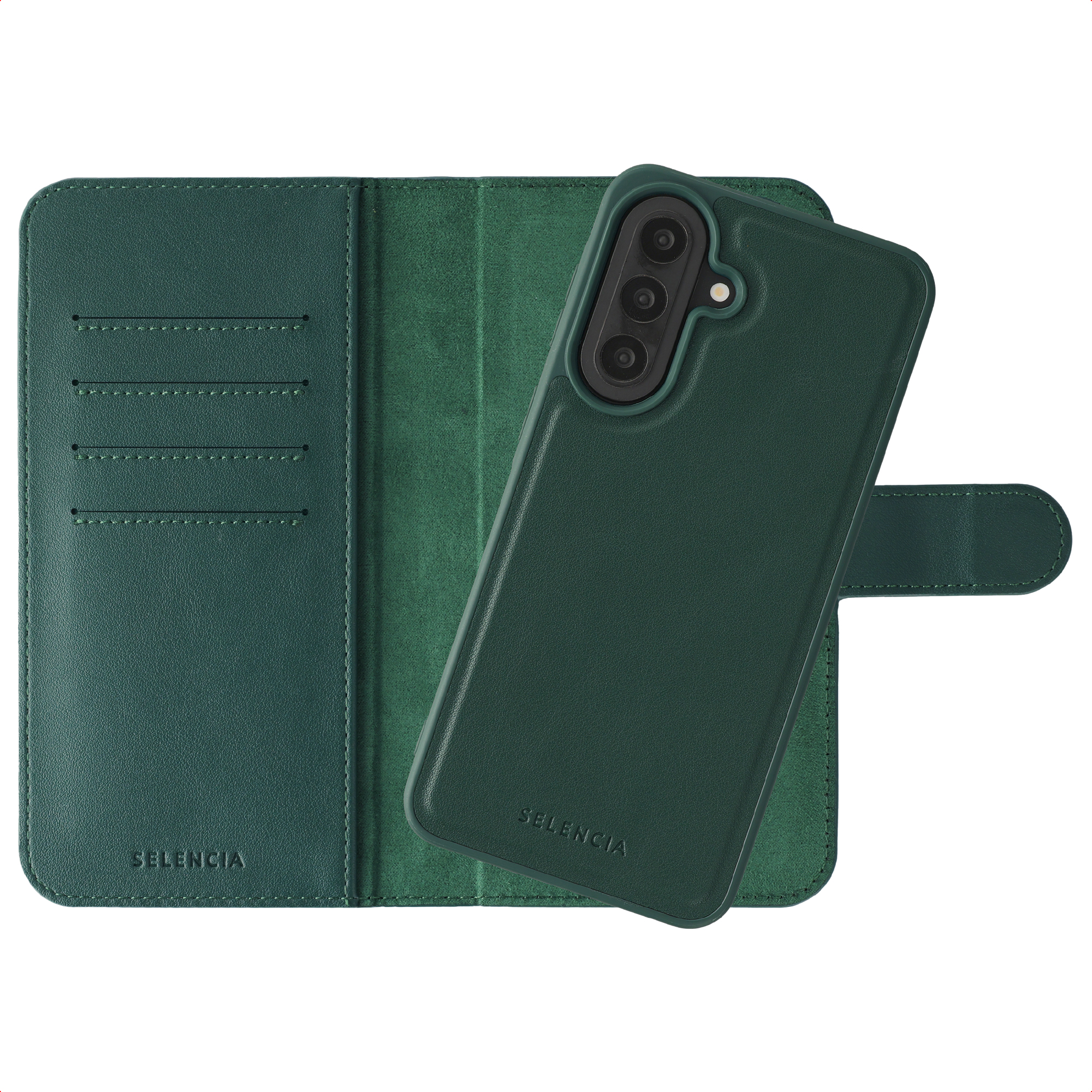 Selencia Olyn Abnehmbare Bookcase mit MagSafe für das Samsung Galaxy A57 (5G) - Grün