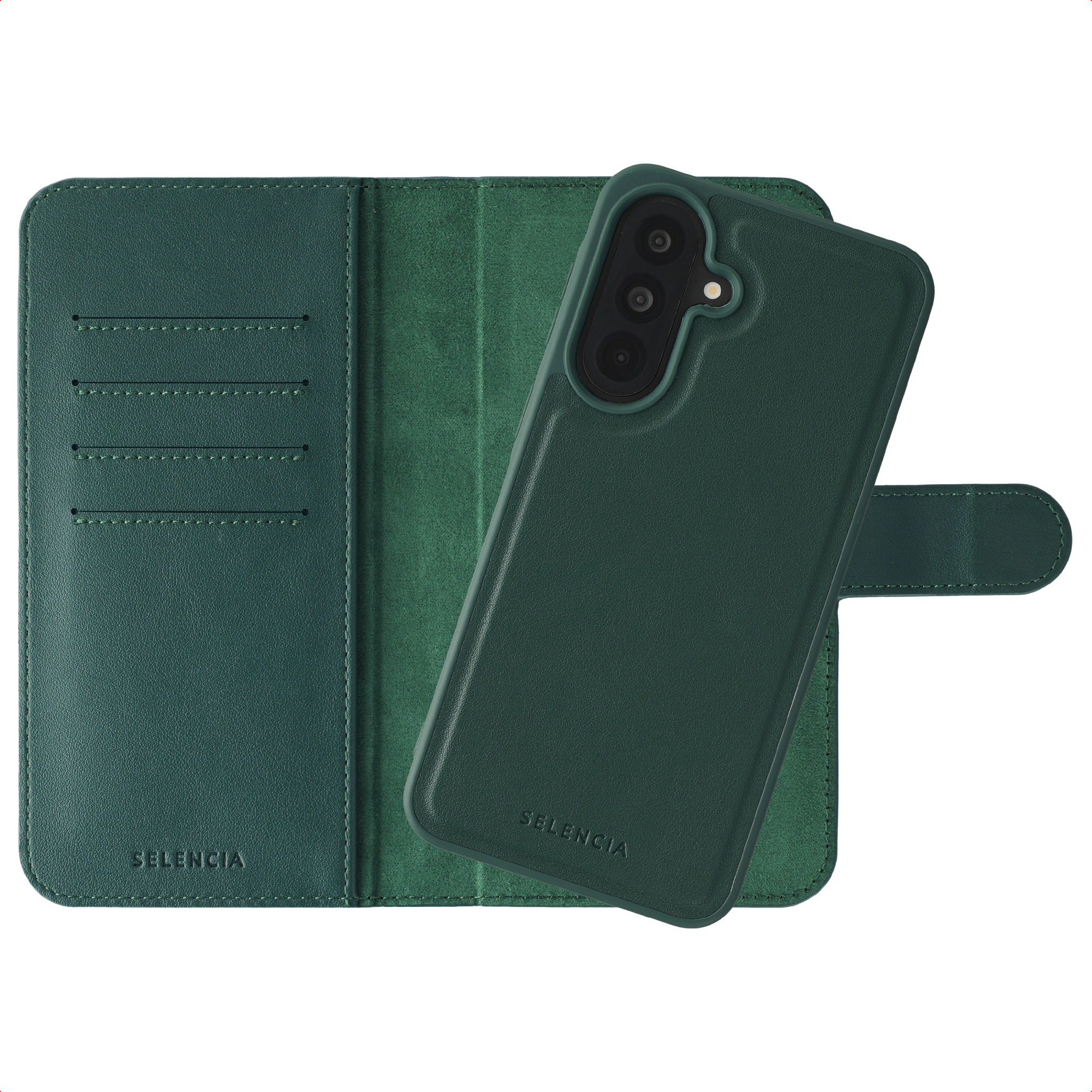 Selencia Olyn Abnehmbare Bookcase mit MagSafe für das Samsung Galaxy A37 (5G) - Grün