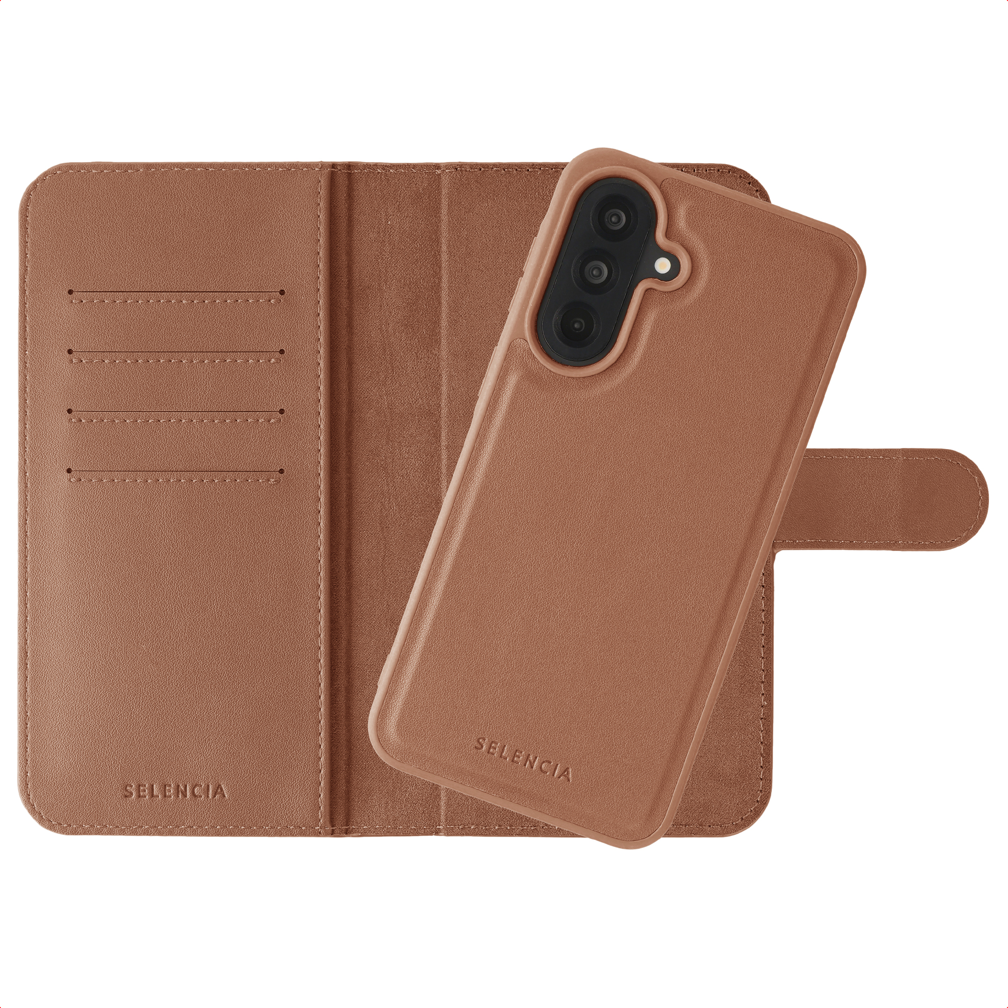 Selencia Olyn Abnehmbare Bookcase mit MagSafe für das Samsung Galaxy A37 (5G) - Braun