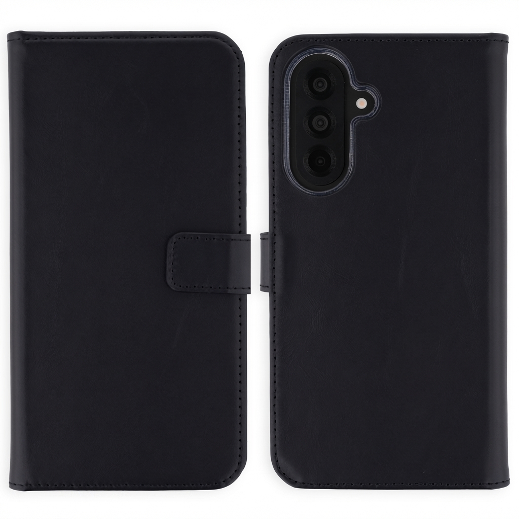 Selencia Echtleder Klapphülle für das Samsung Galaxy A37 (5G) - Schwarz