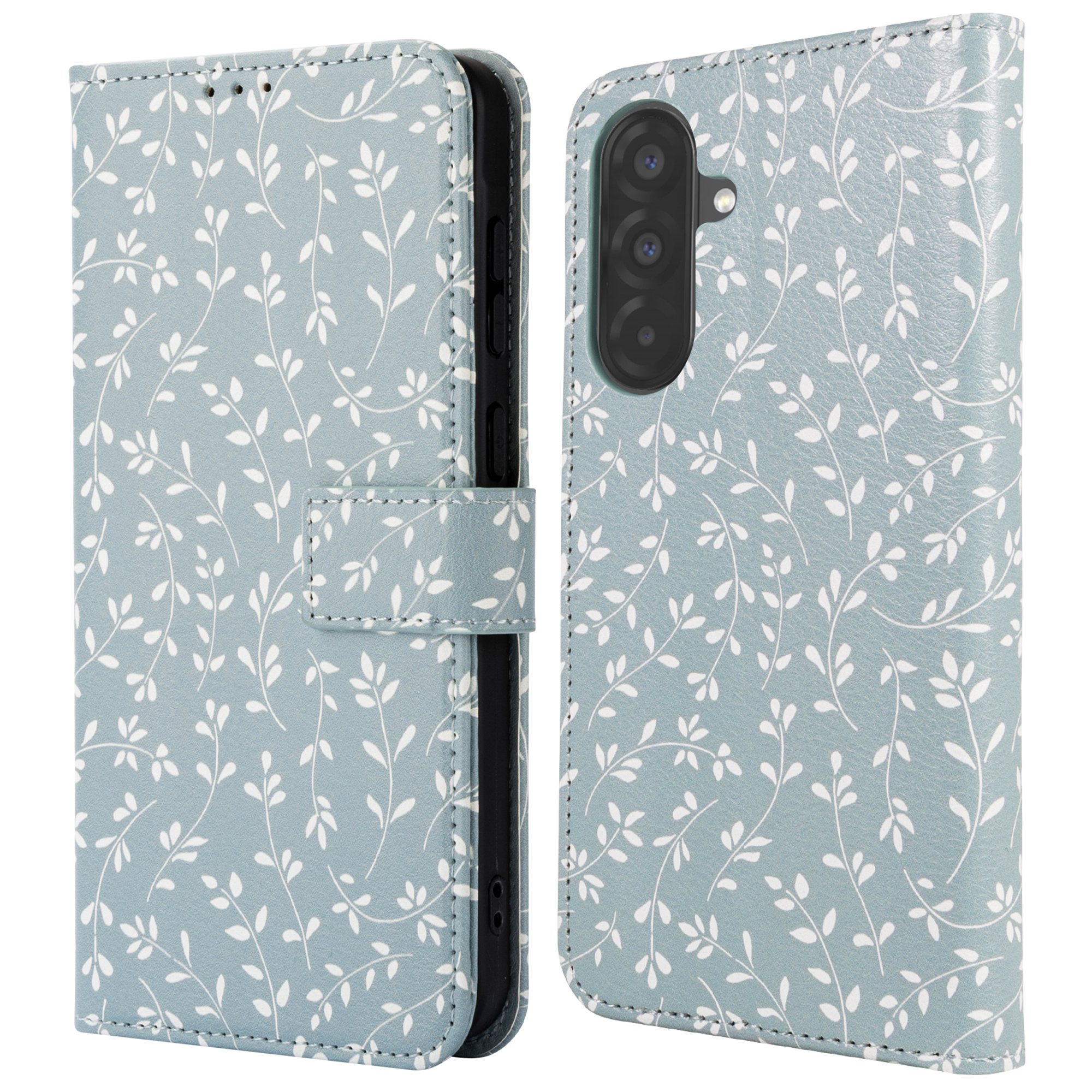 imoshion Design Klapphülle für das Samsung Galaxy A37 (5G) - Smoke Green Flowers