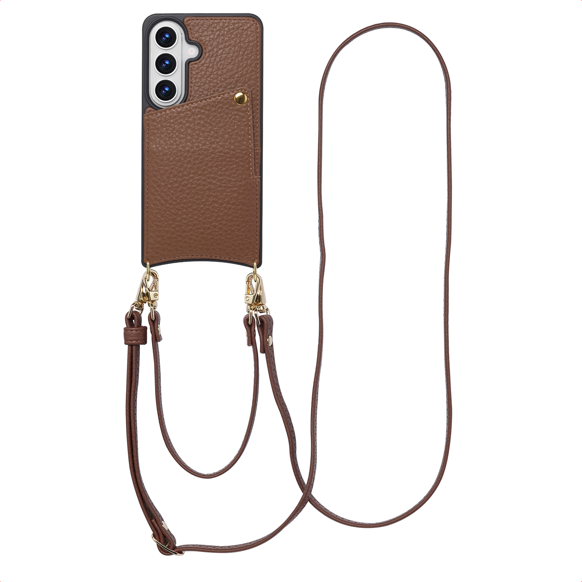 Selencia Nova HandyHülle mit Kordel und Kartenhalter für das Samsung Galaxy S26 - Mocha Brown