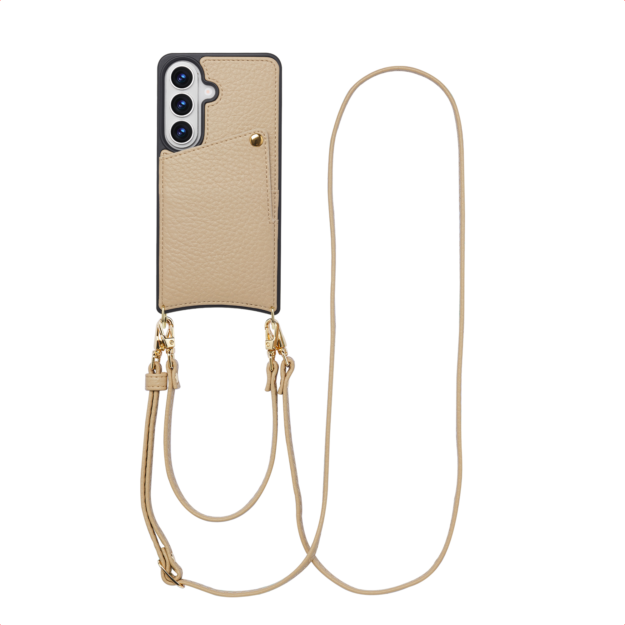 Selencia Nova HandyHülle mit Kordel und Kartenhalter für das Samsung Galaxy S26 - Beige