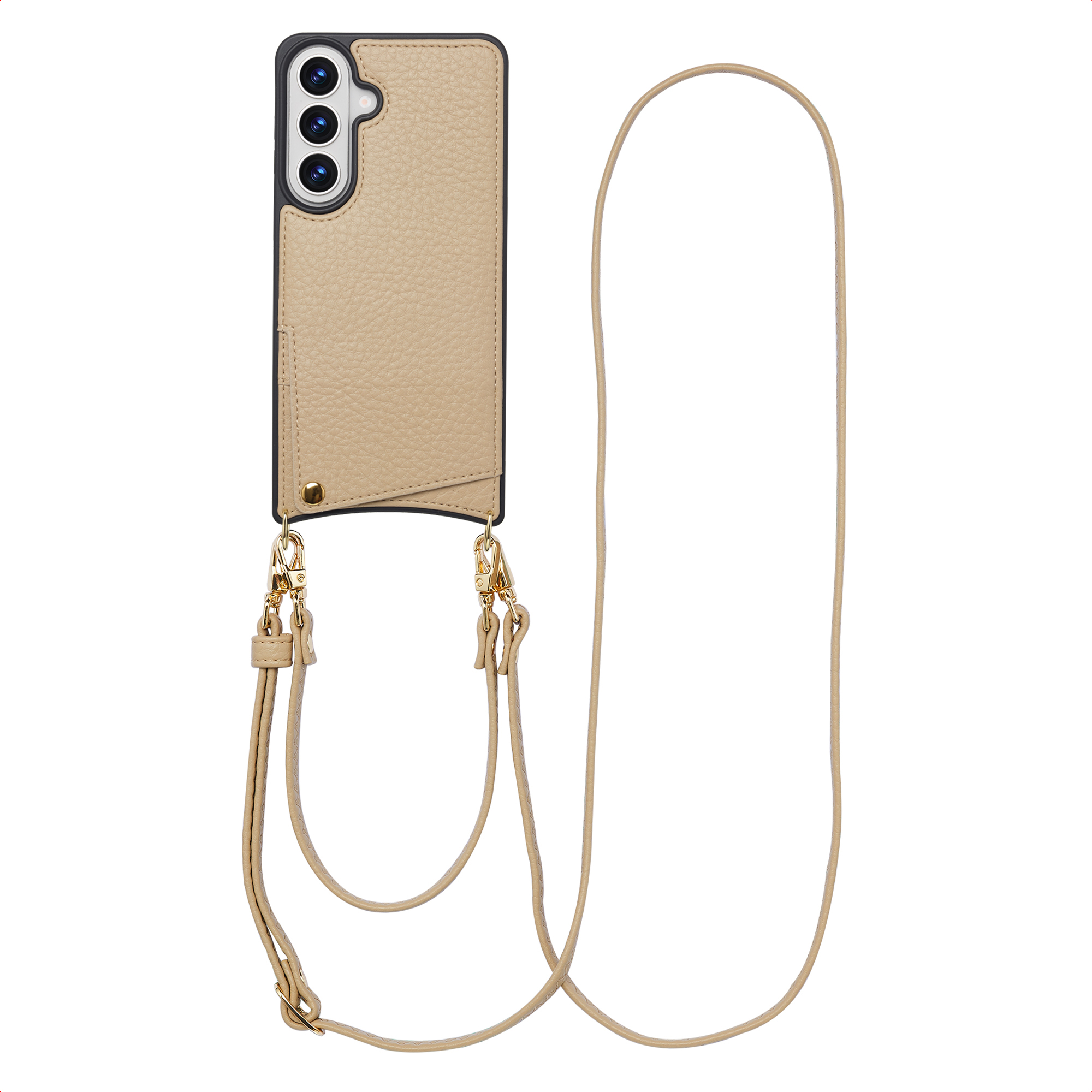 Selencia Nova HandyHülle mit Kordel und Kartenhalter für das Samsung Galaxy S26 Plus - Beige