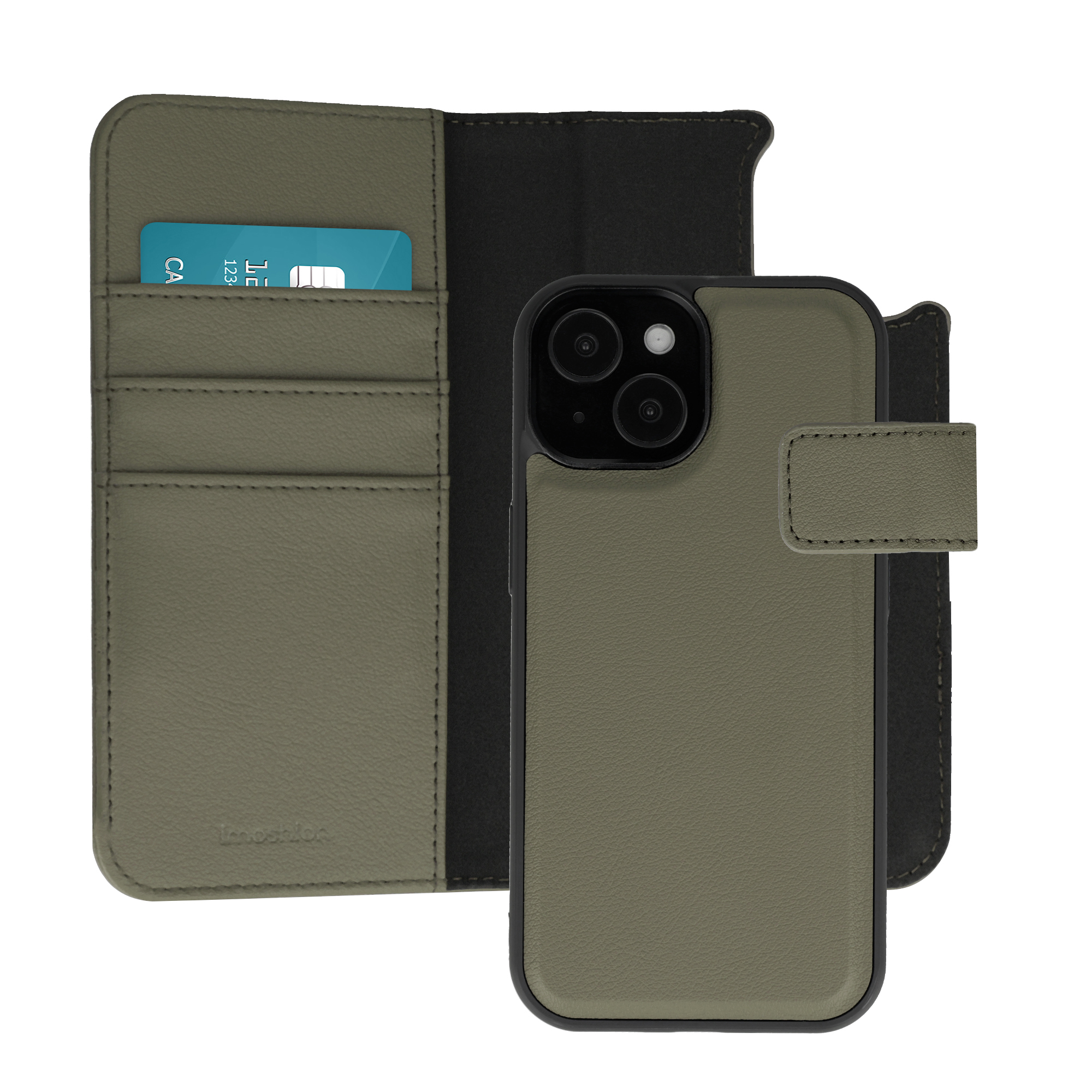 imoshion Herausnehmbare 2-in-1 Luxus-Bookcase für das Apple iPhone 15 - Grün
